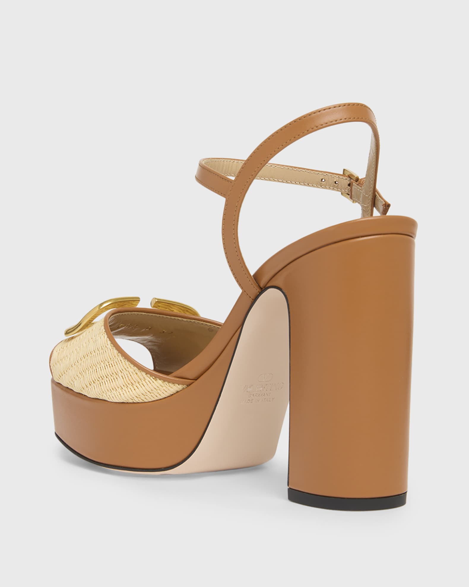 Valentino Garavani 115mm VLogo Signature Raffia and Leather