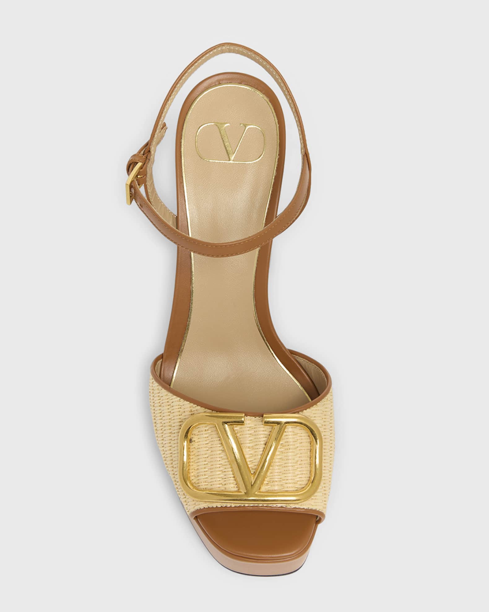 Valentino Garavani 115mm VLogo Signature Raffia and Leather