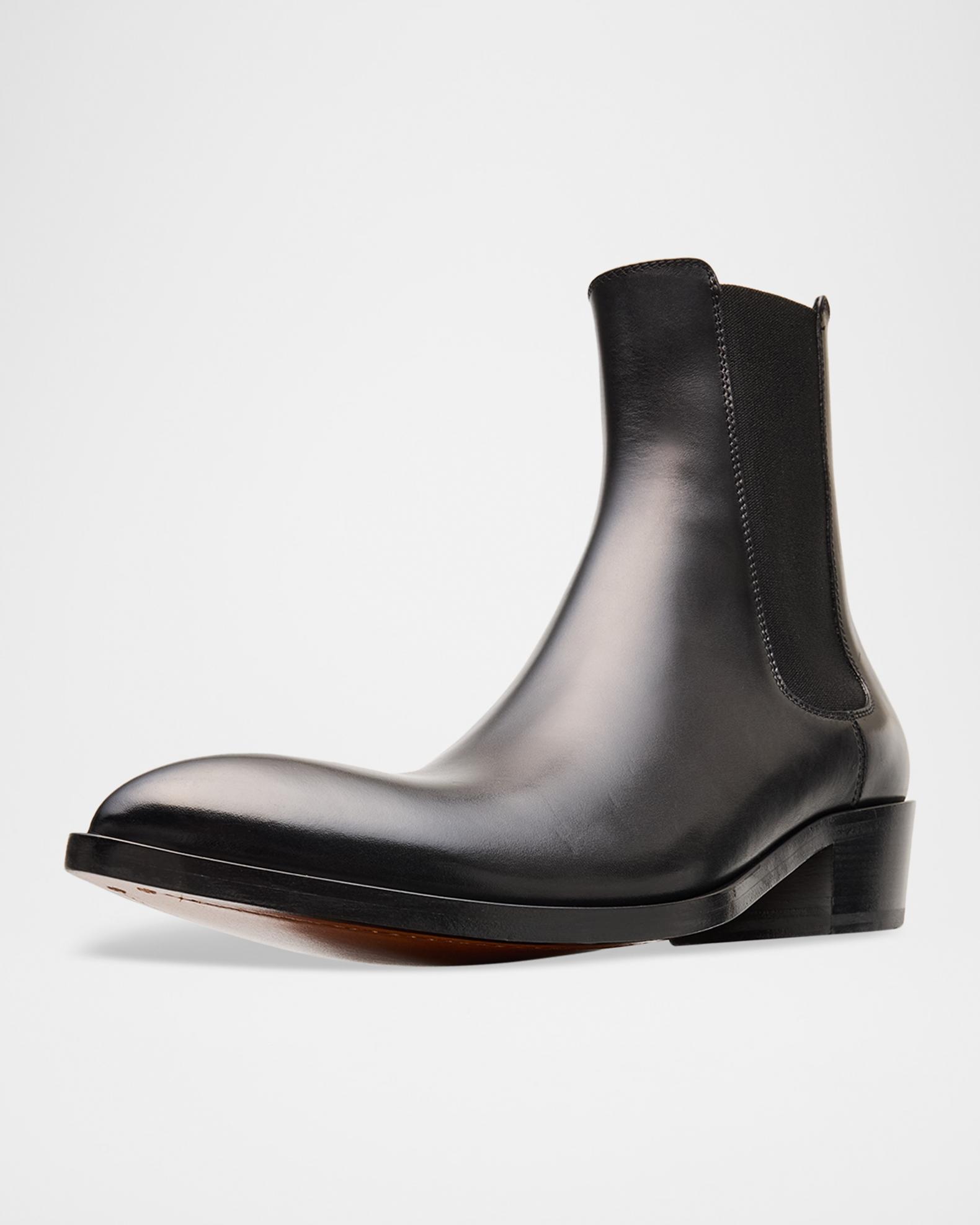 TOM FORD Men's Burnished Leather Chelsea Boots | Neiman Marcus