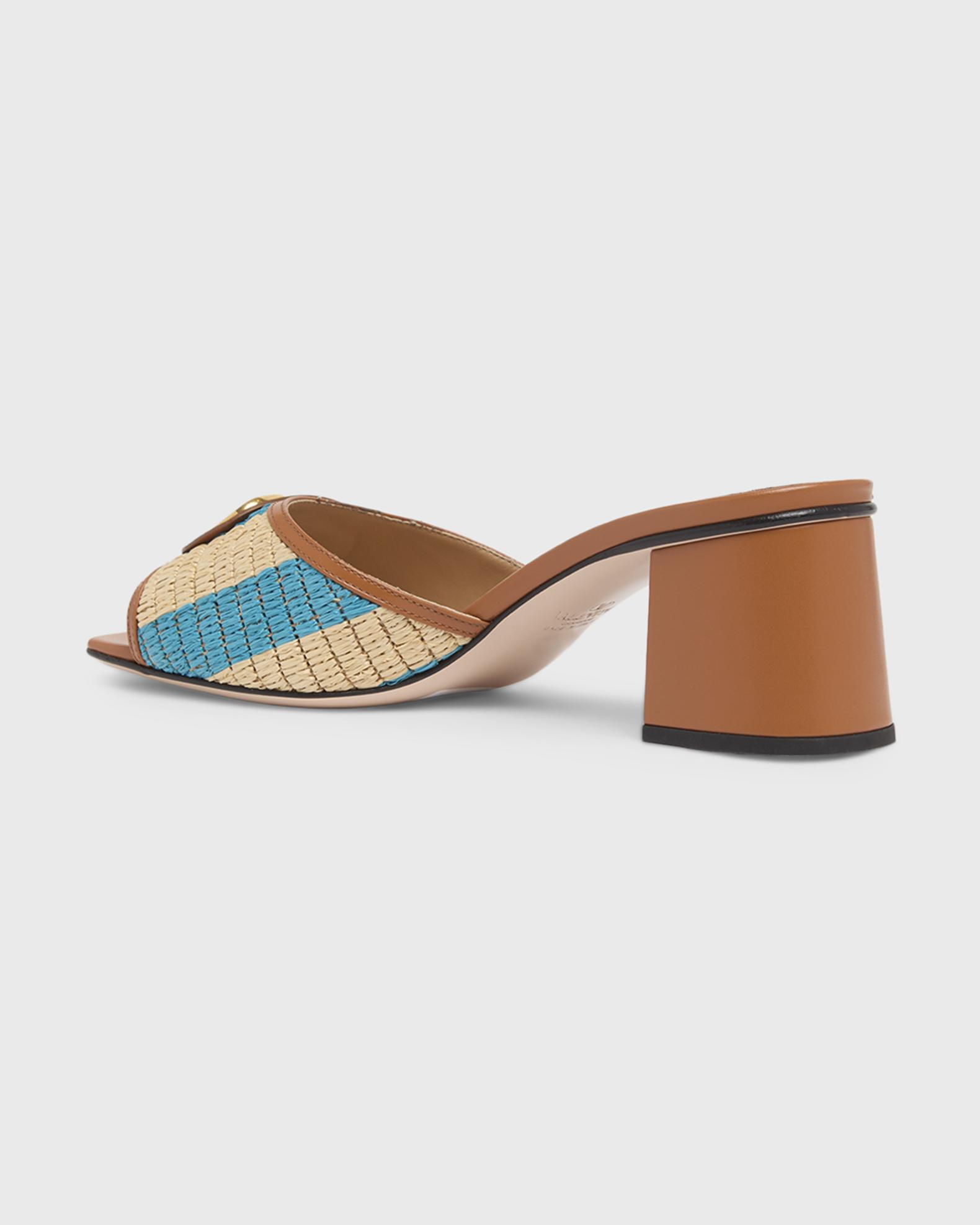 Valentino Garavani 60mm VLogo Signature Striped Raffia and Leather