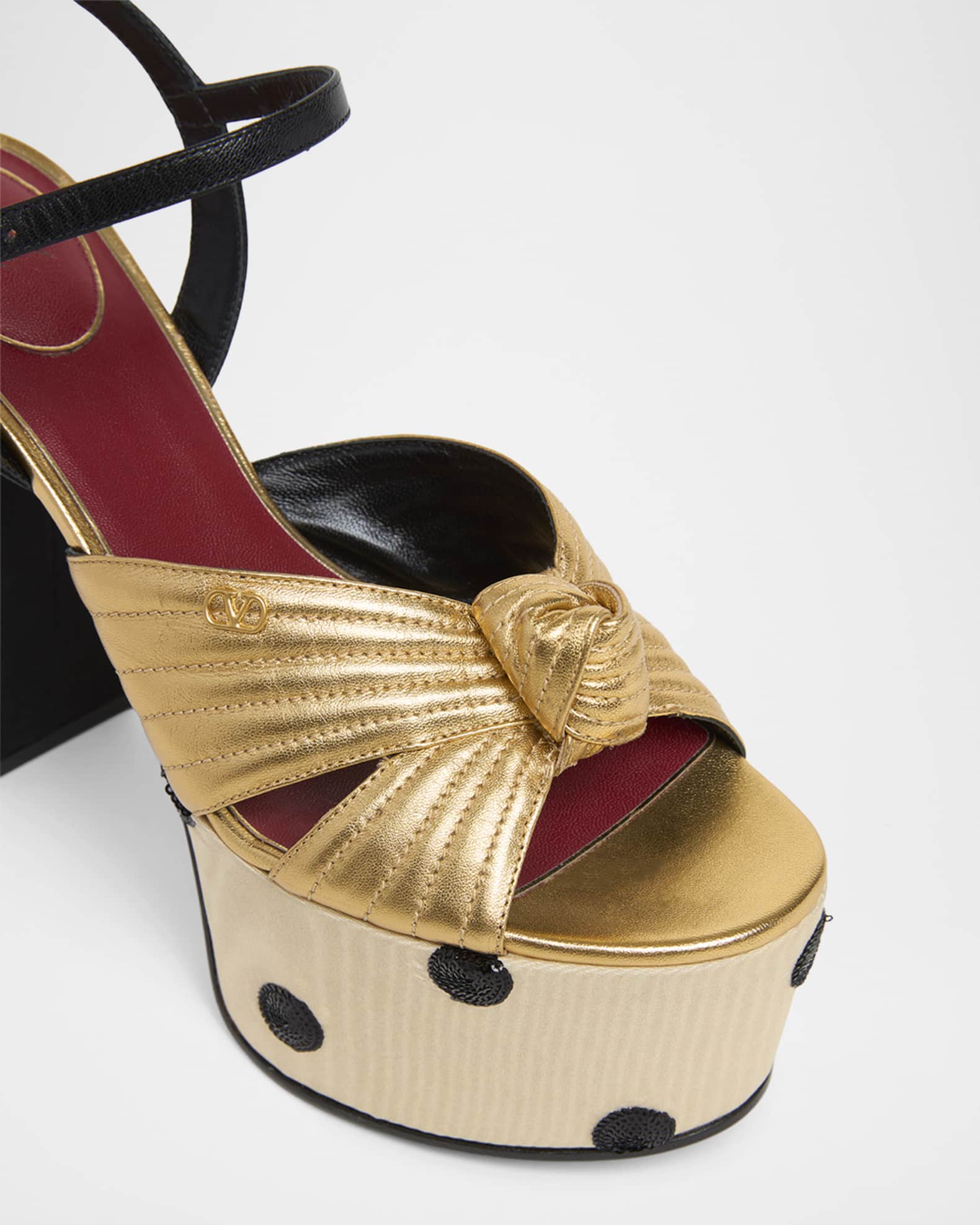 Valentino Garavani 125mm VLogo Crasher Sequined Polka Dot Leather