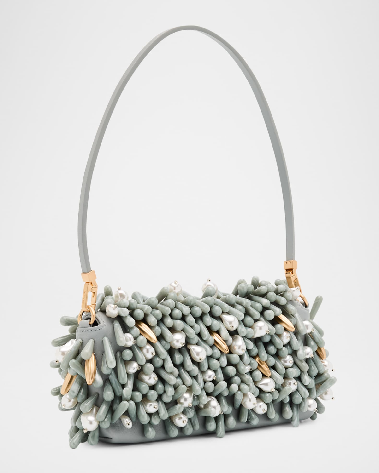 Cult Gaia Perla Beaded Leather Clutch Bag | Neiman Marcus