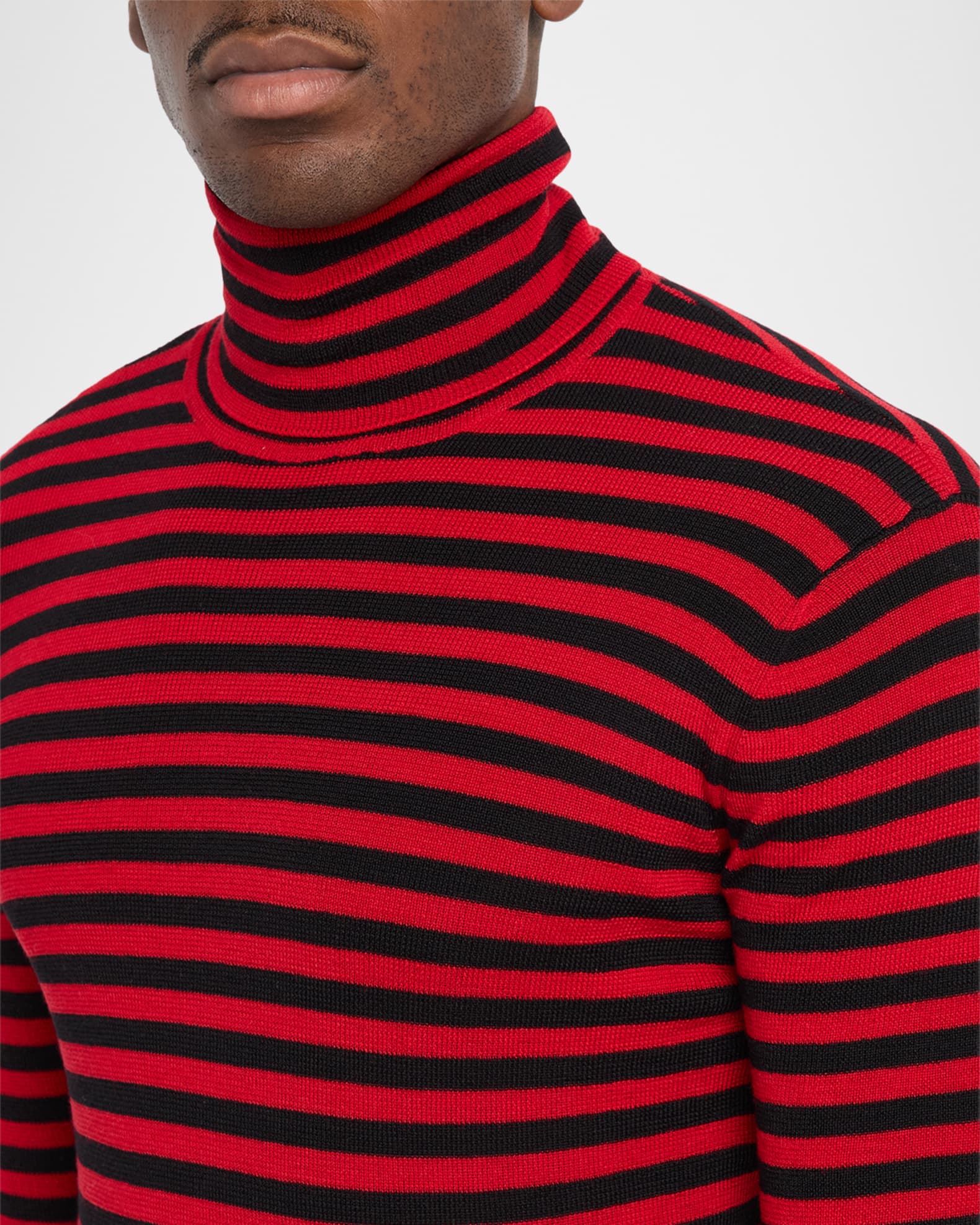 Men's Long-Sleeve Stripe Turtleneck T-Shirt | Neiman Marcus