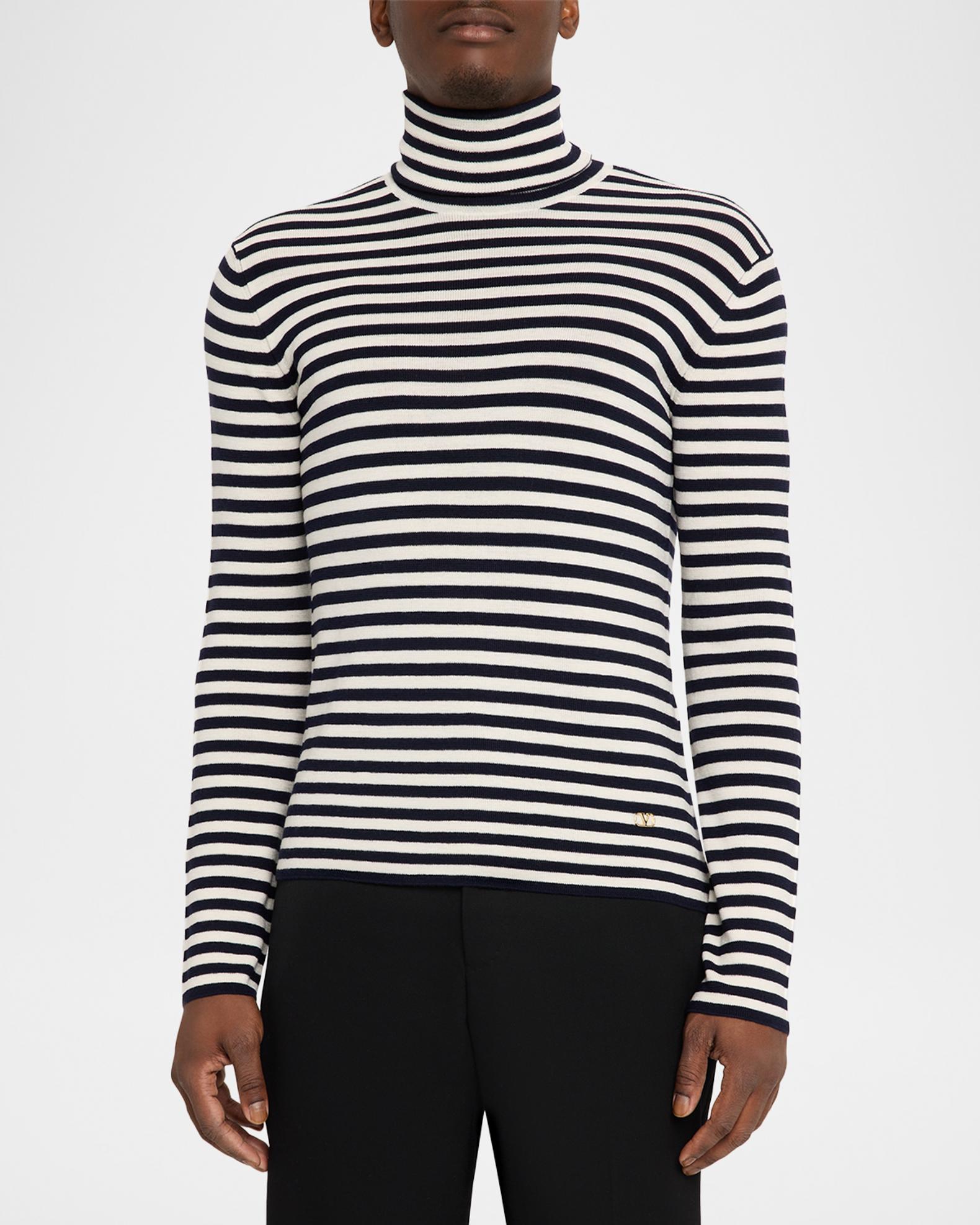 Valentino Garavani Men's Long-Sleeve Stripe Turtleneck T-Shirt