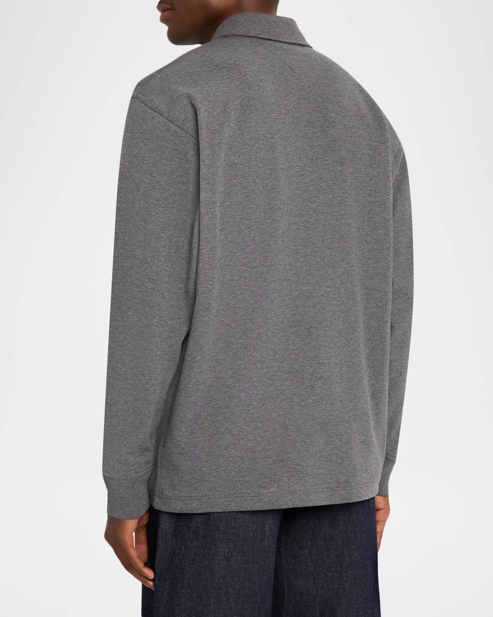 Bottega Veneta Men's Double-Cotton Quarter-Zip Overshirt with