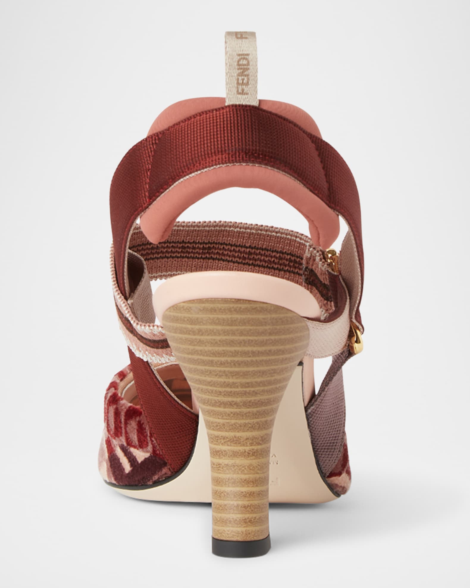 Fendi Colibri Mixed-Media Iconic FF Tapestry Slingback Pumps