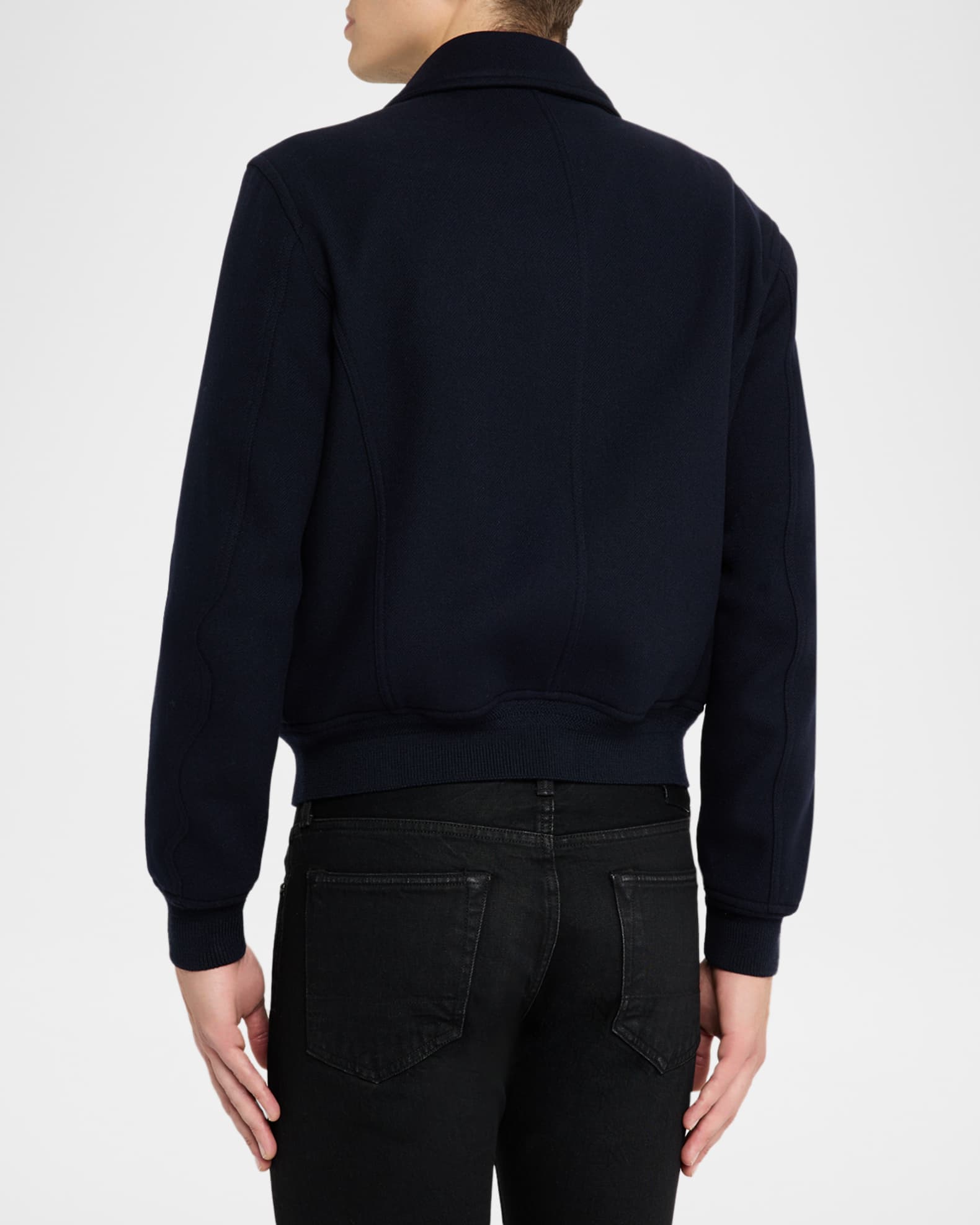 TOM FORD Men's Leather Trim Double-Face Twill Blouson | Neiman Marcus