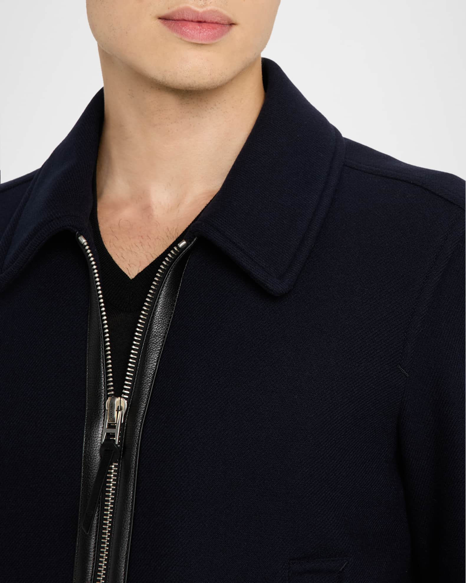 TOM FORD 【BA028 TFO516】 フレンチワーク ジャケット TOM FORD Men's Leather Trim Double-Face Twill Blouson | Neiman Marcus