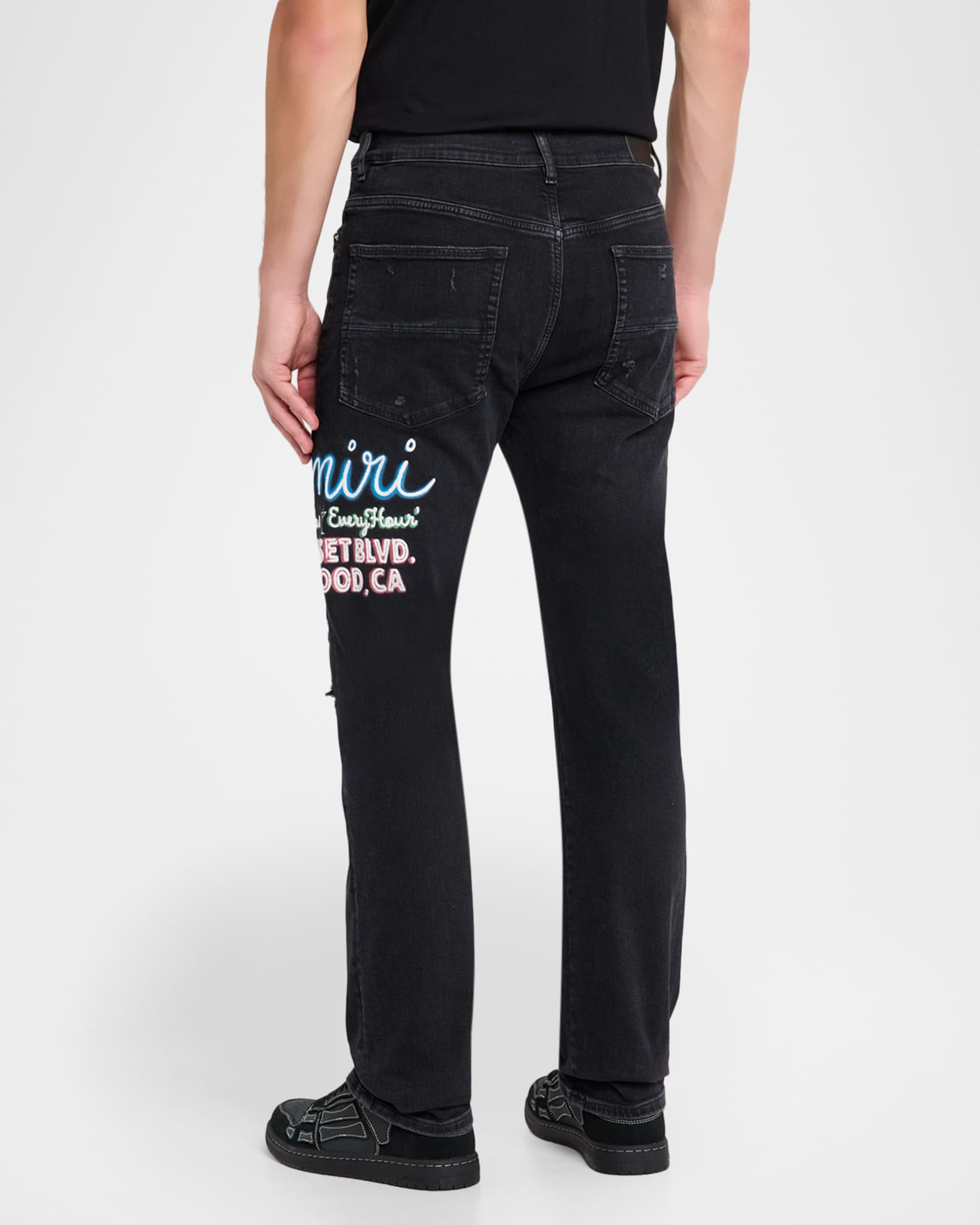 Amiri Men's Slim-Fit Neon Lights Distressed Jeans | Neiman Marcus