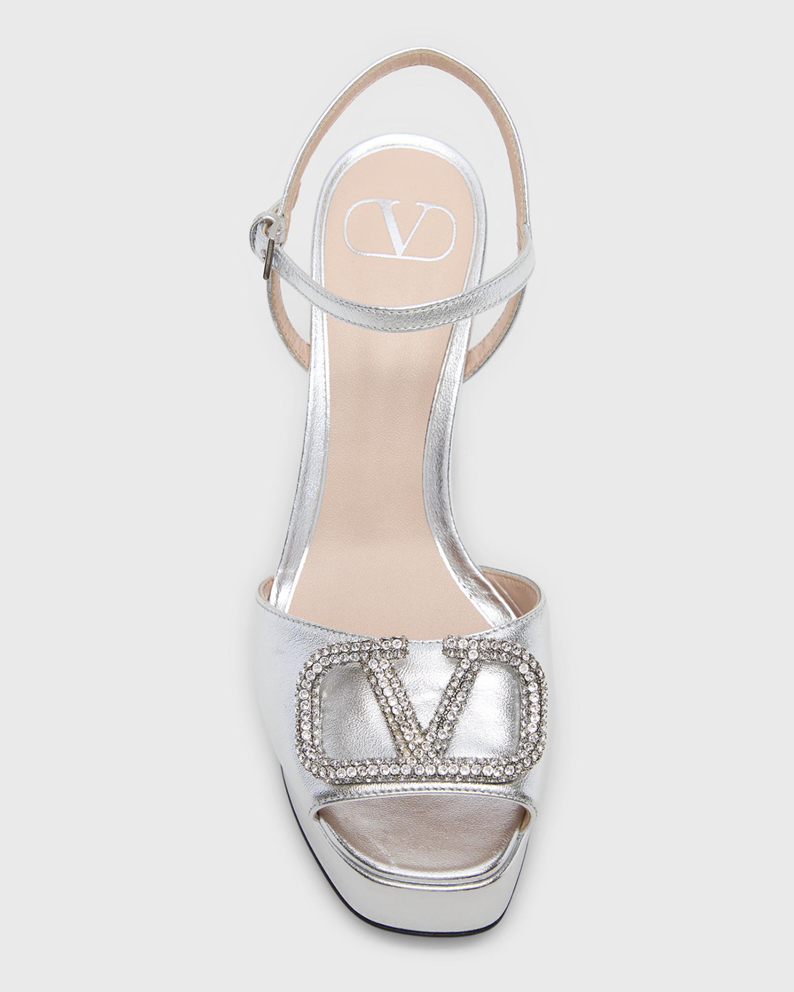 〈M〉VALLAD WAVELOGO Valentino Garavani 115mm VLogo Signature Metallic Leather Platform