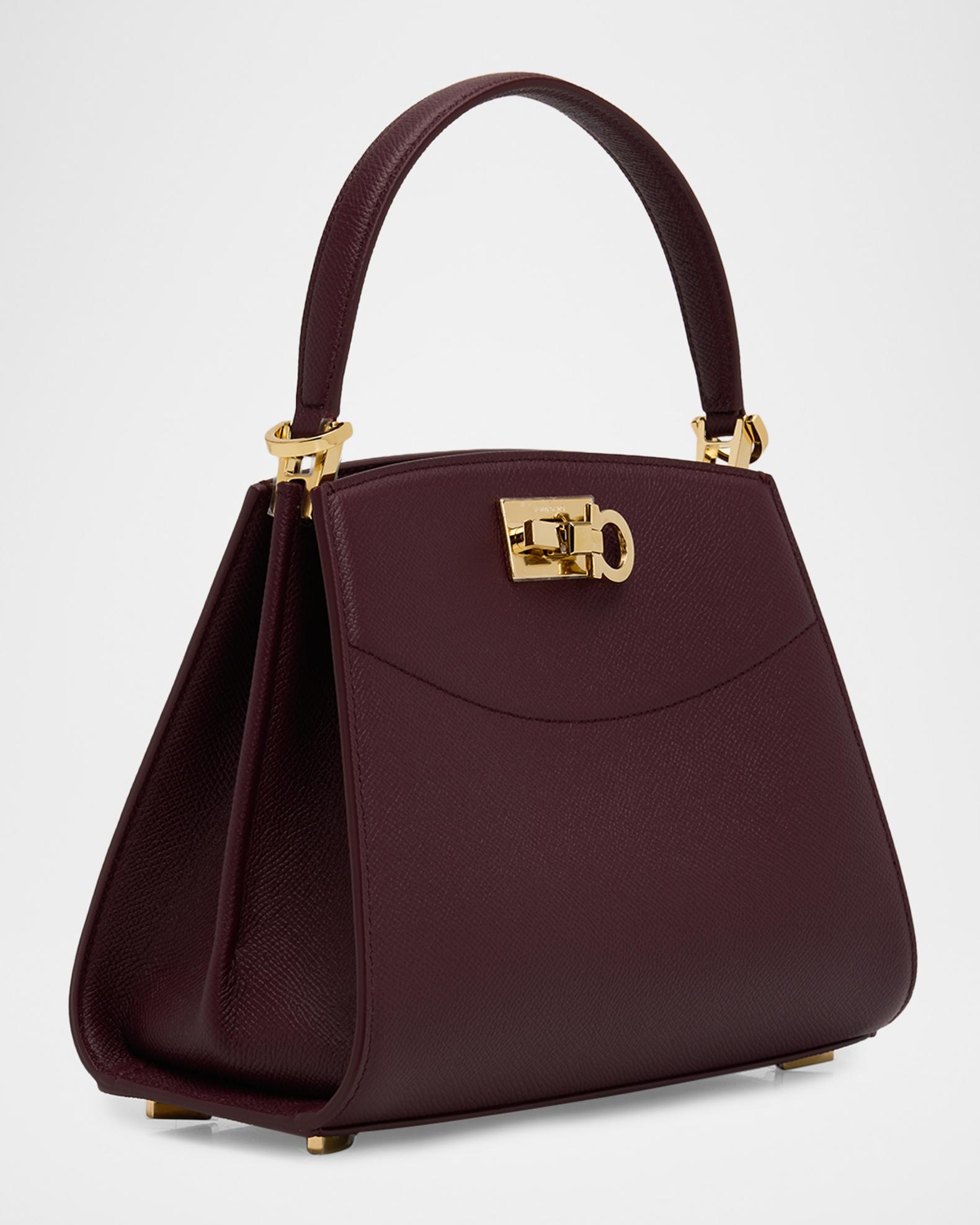 FERRAGAMO Studio Box Hammered Leather Top-Handle Bag | Neiman Marcus