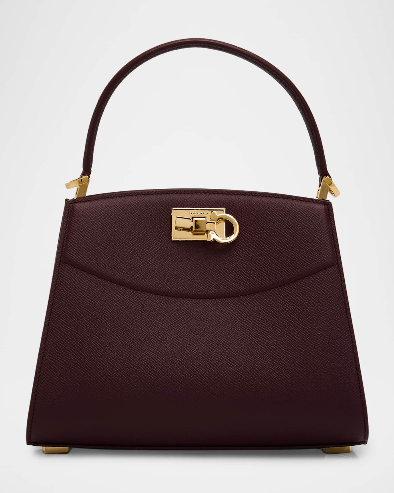 Ferragamo Studio Box Hammered Leather Top-Handle Bag | Neiman Marcus