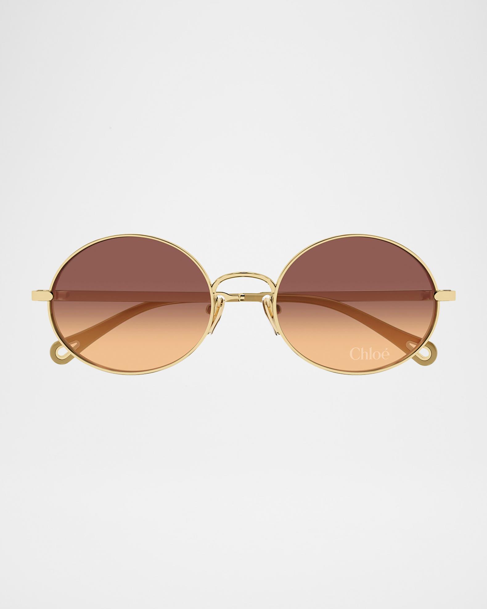 Chloé Scalloped Round Sunglasses in Brown Gradient and Gold Chloé | Round gold brown sunglasses | Savannahs main image 2