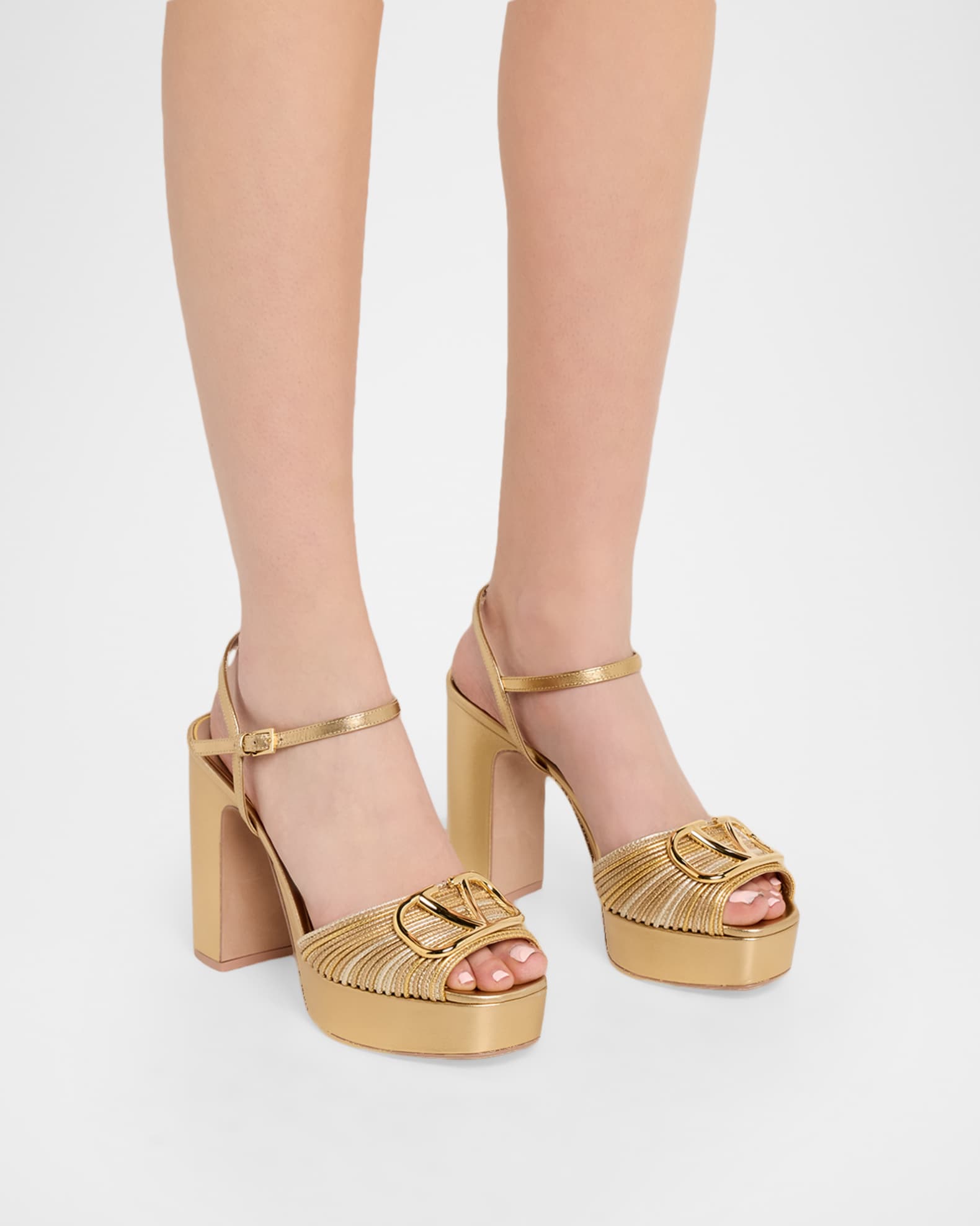 Valentino Garavani 115mm VLogo Signature Cornely Metallic Leather