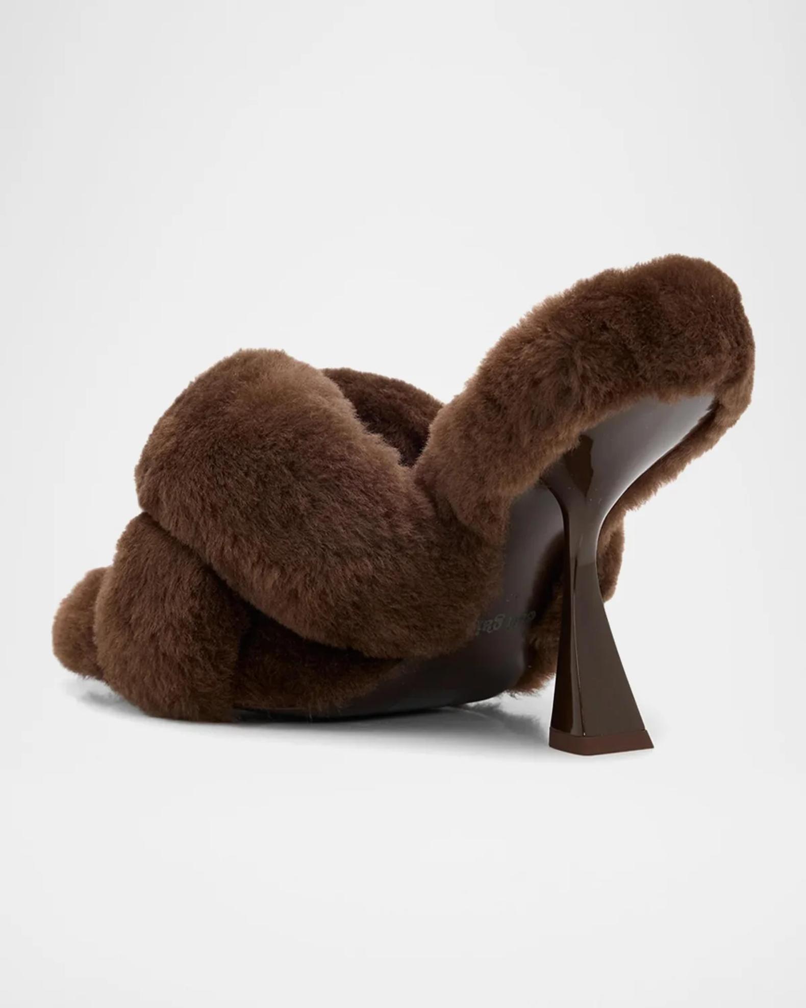 Cult Gaia Zabelle 100MM Shearling Sandals | Neiman Marcus