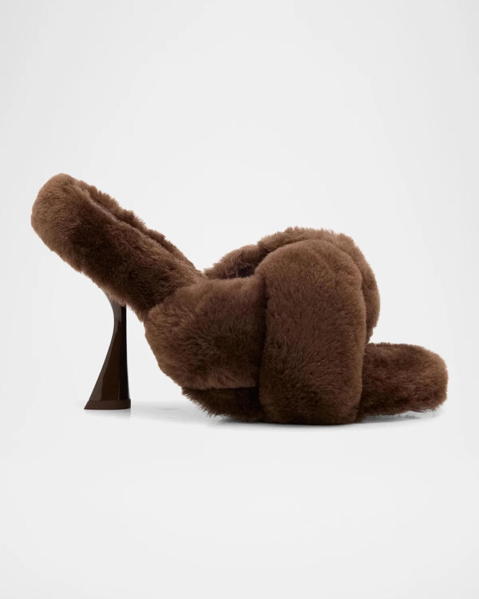 Cult Gaia Zabelle 100MM Shearling Sandals | Neiman Marcus