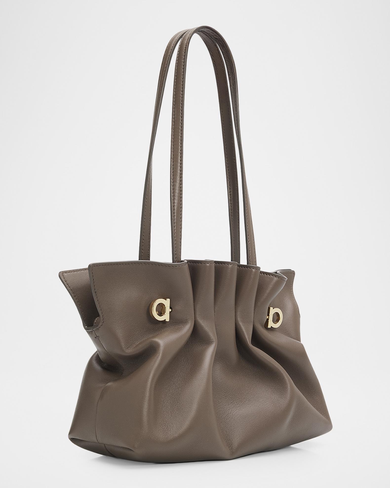Ferragamo Small Piercing Nappa Leather Shoulder Bag | Neiman Marcus