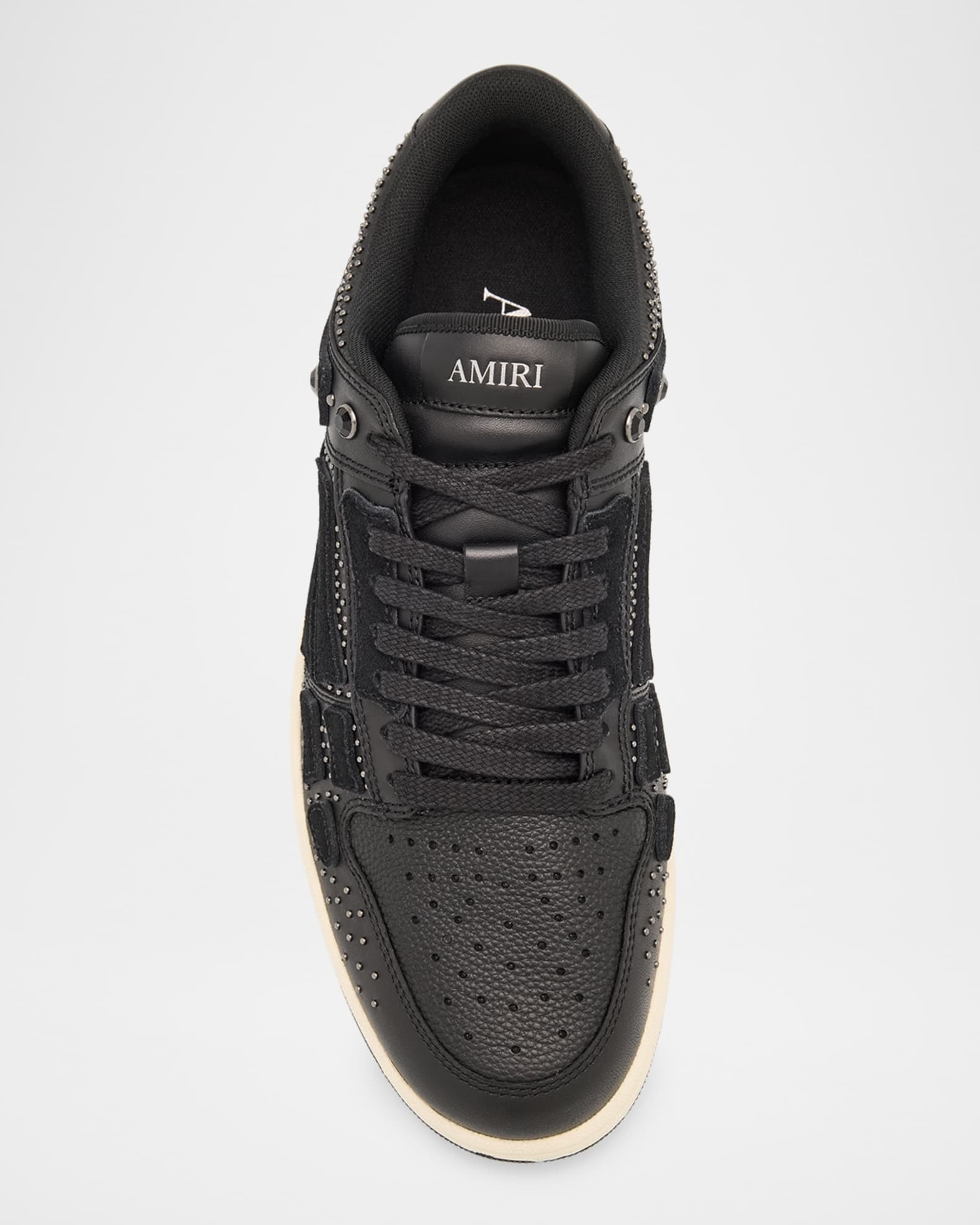 Amiri Men's Crystal-Studded Leather Skel Low-Top Sneakers | Neiman