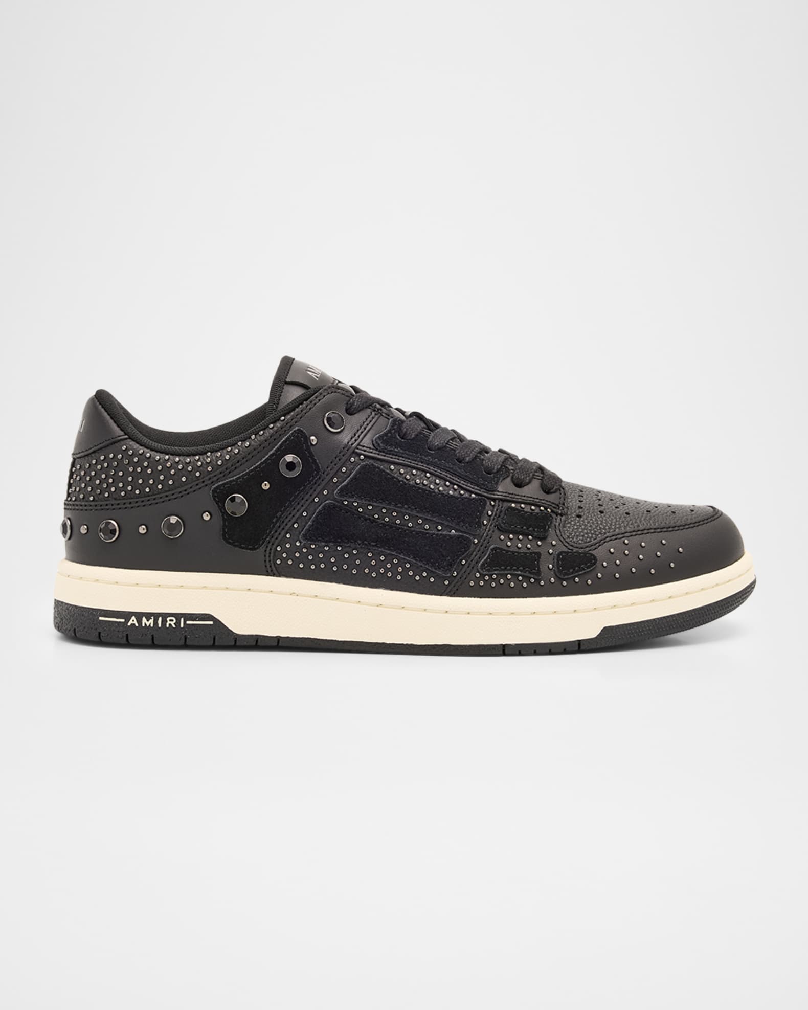 ⭐︎ミヤル⭐︎ Amiri Men's Crystal-Studded Leather Skel Low-Top Sneakers | Neiman