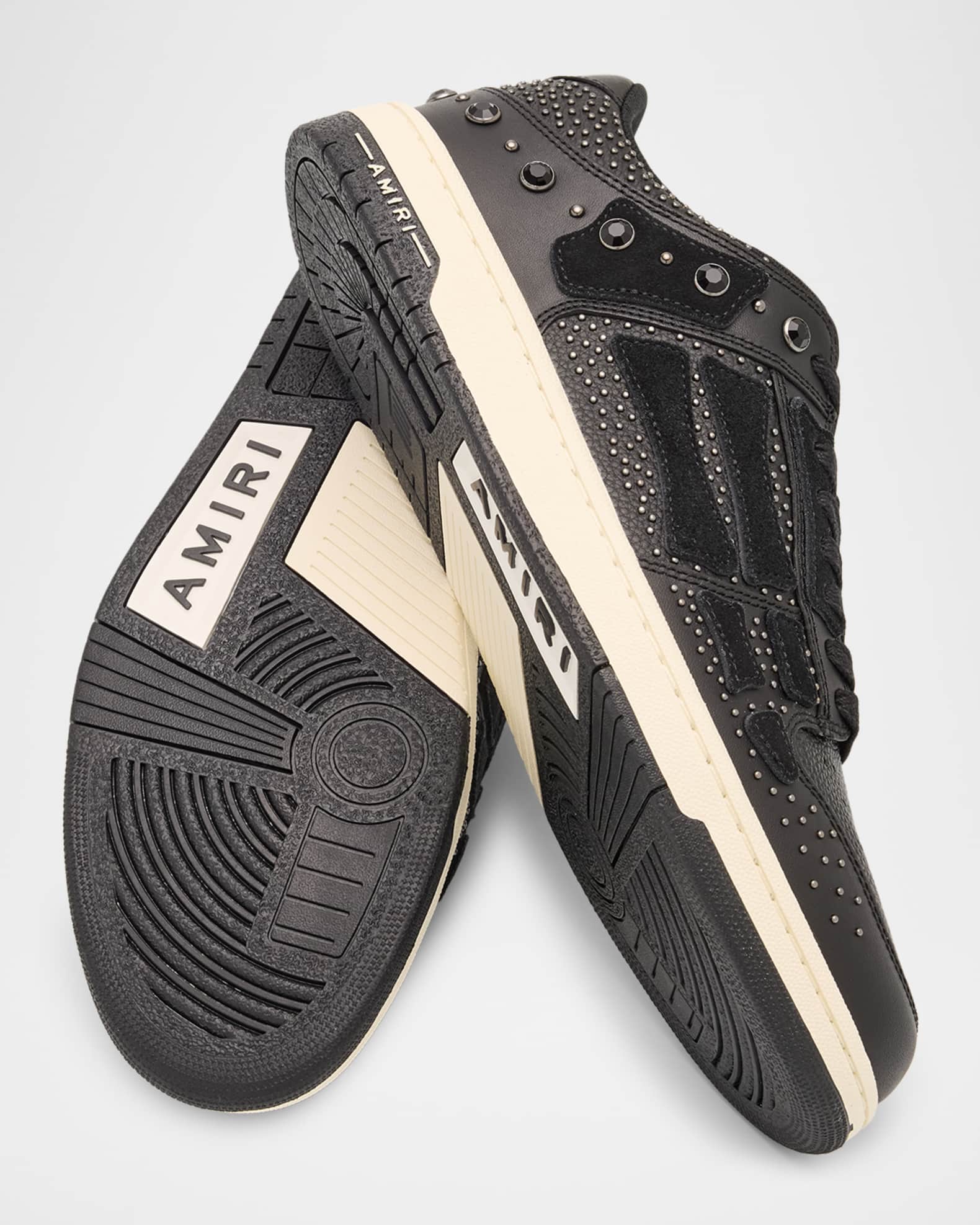 Amiri Men's Crystal-Studded Leather Skel Low-Top Sneakers | Neiman