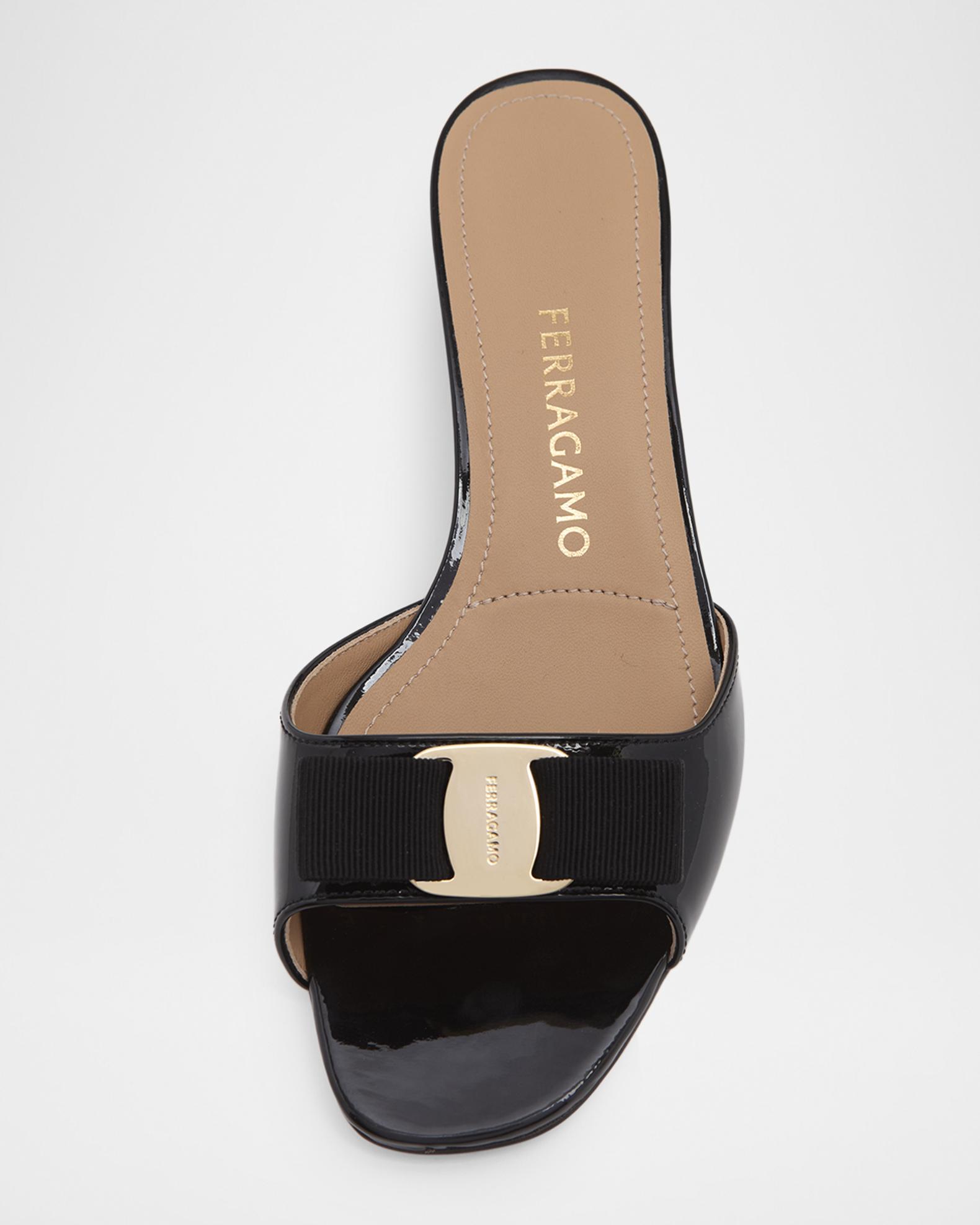 FERRAGAMO Vanilla Patent Leather Bow Mules | Neiman Marcus