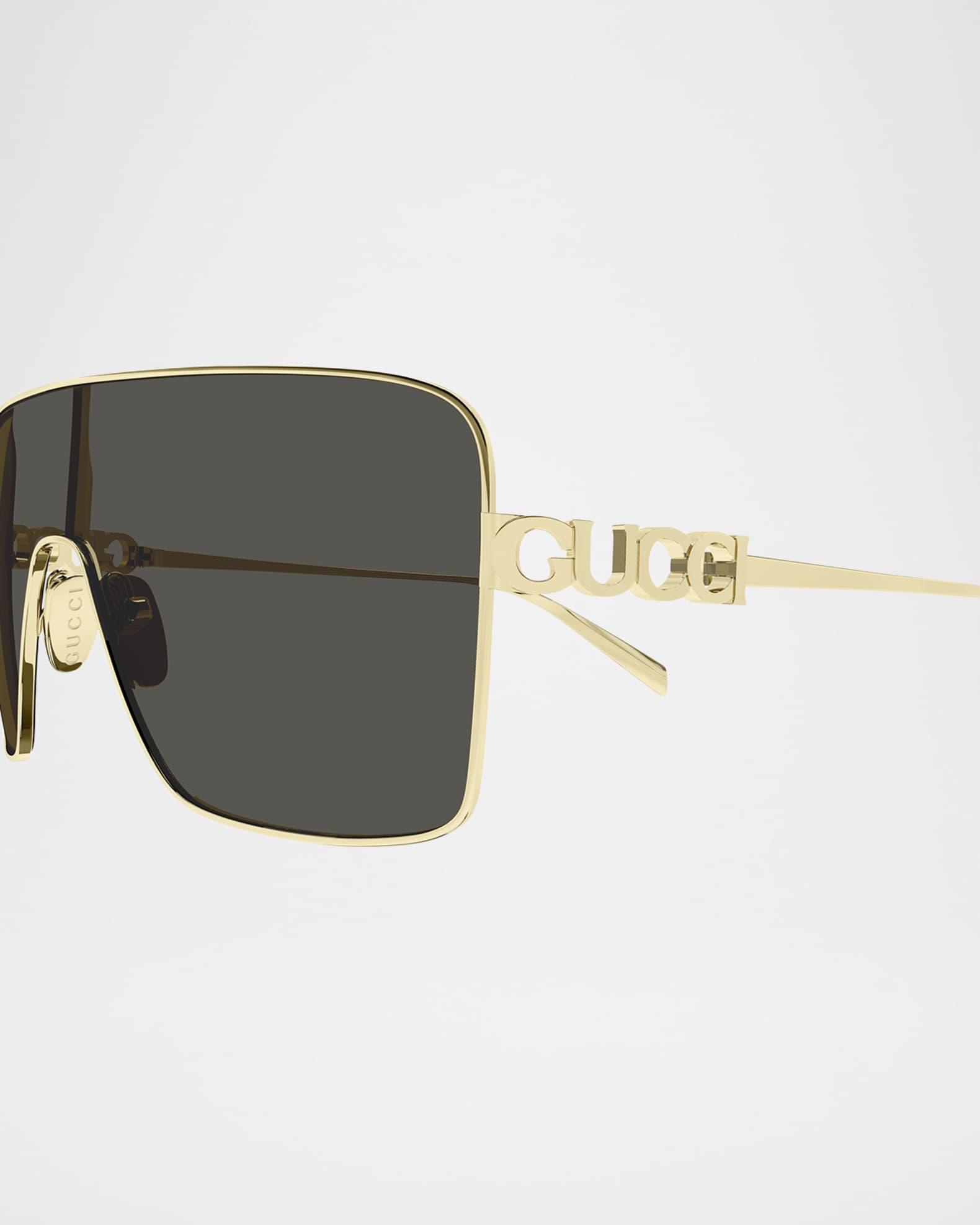 Gucci Block Bending 99mm Metal Shield Sunglasses | Neiman Marcus