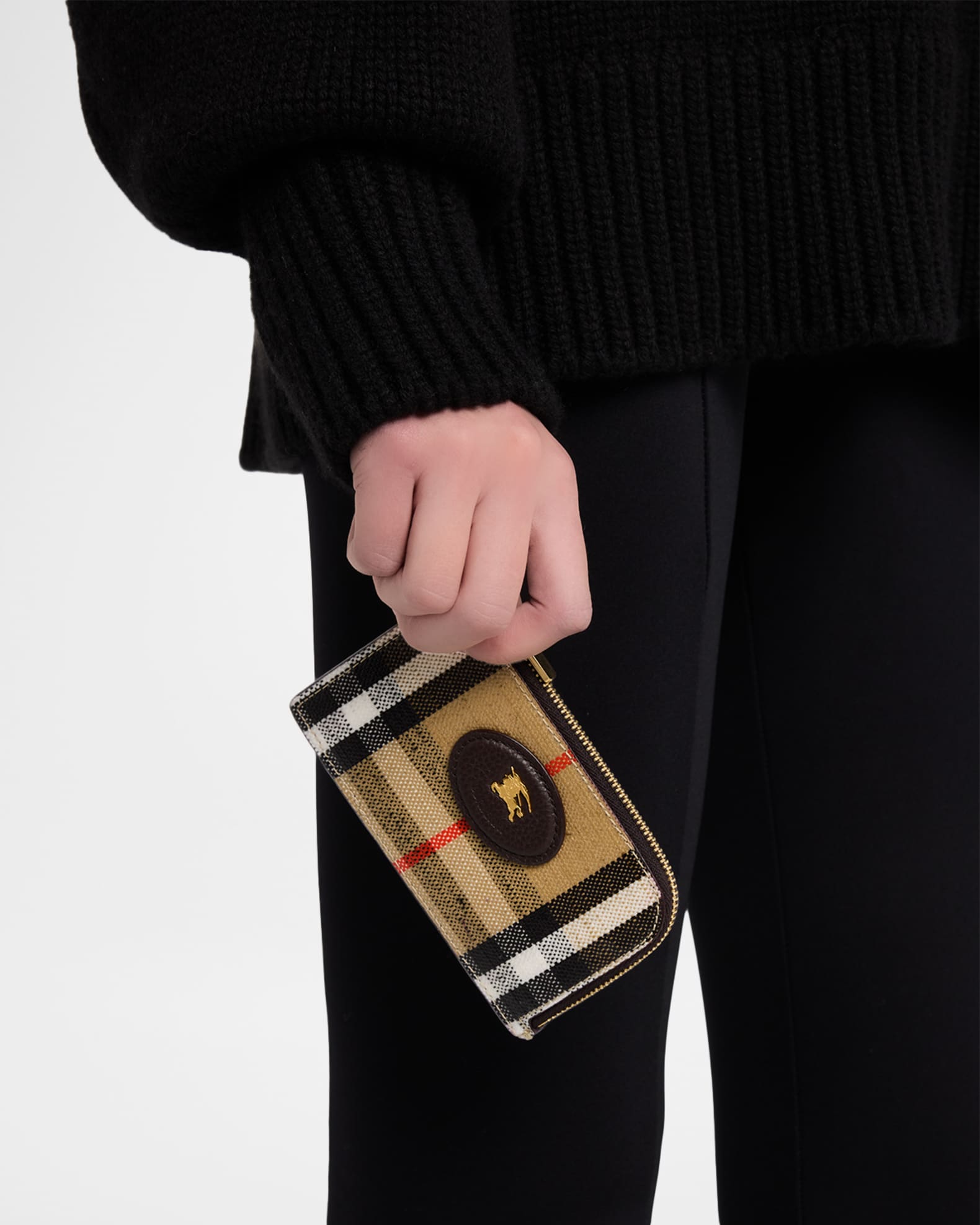 Burberry Highlands Check Zip-Top Card Case | Neiman Marcus