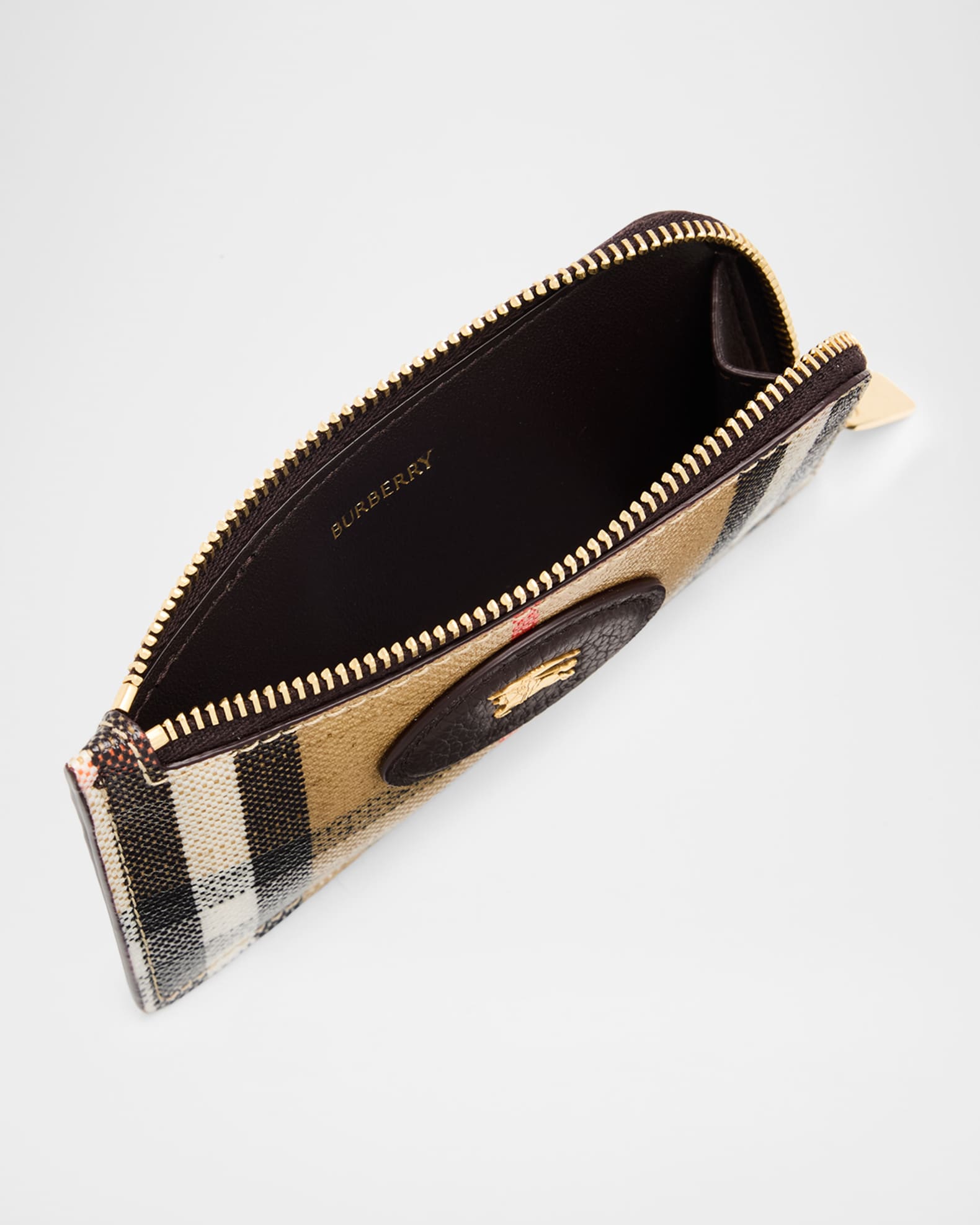 Burberry Highlands Check Zip-Top Card Case | Neiman Marcus