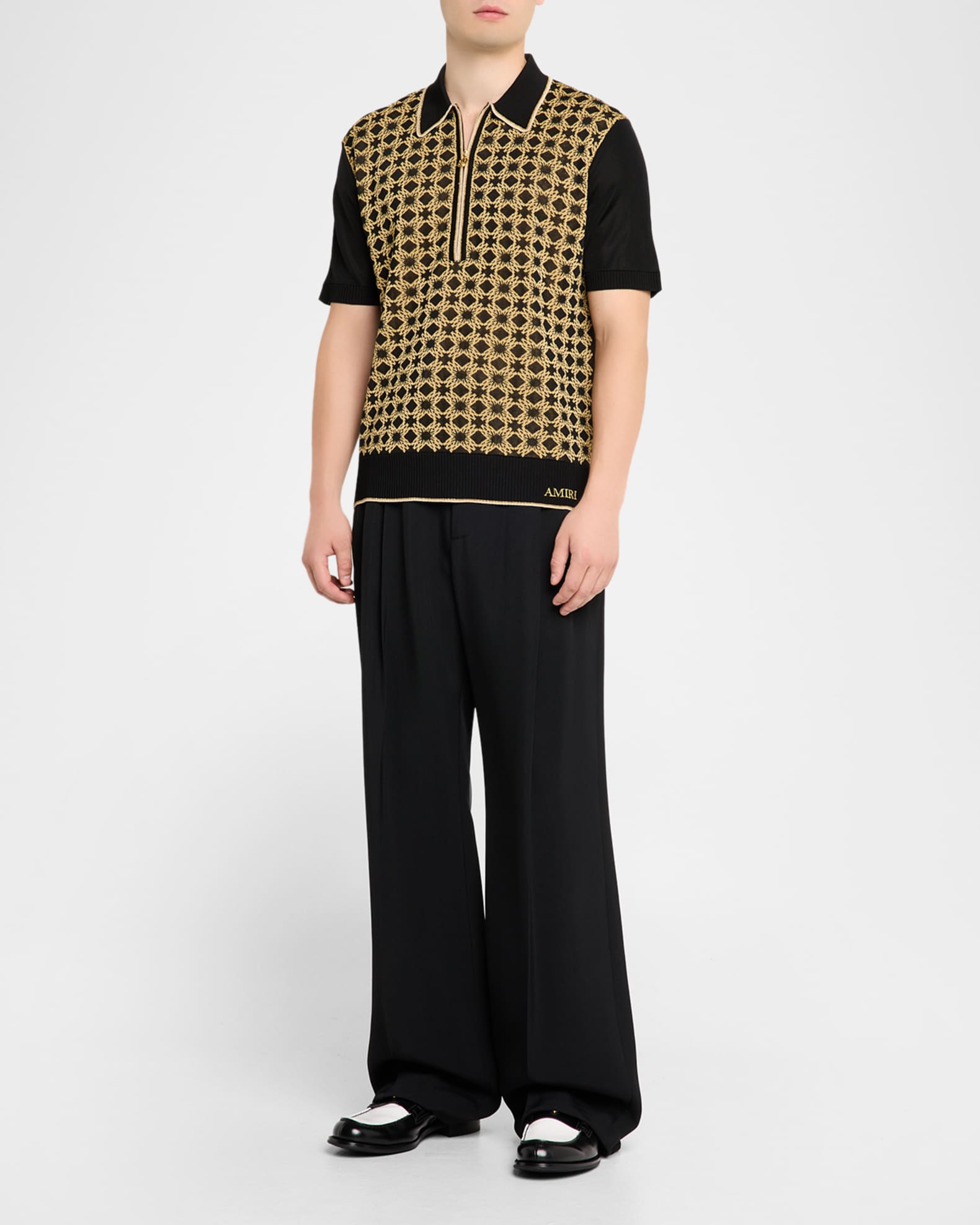 Amiri Men's MA Quad Half-Zip Knit Polo Shirt | Neiman Marcus