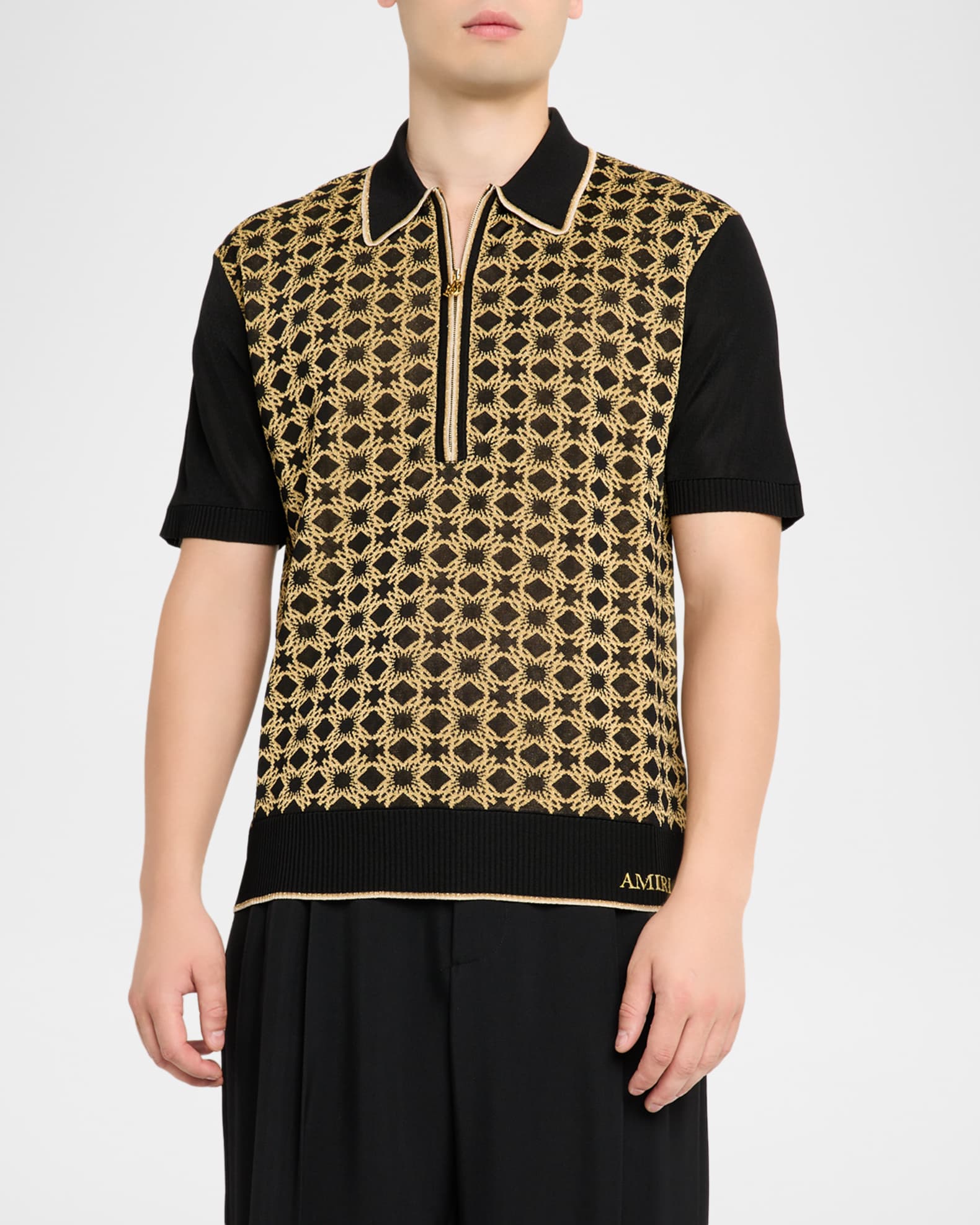 Amiri Men's MA Quad Half-Zip Knit Polo Shirt | Neiman Marcus