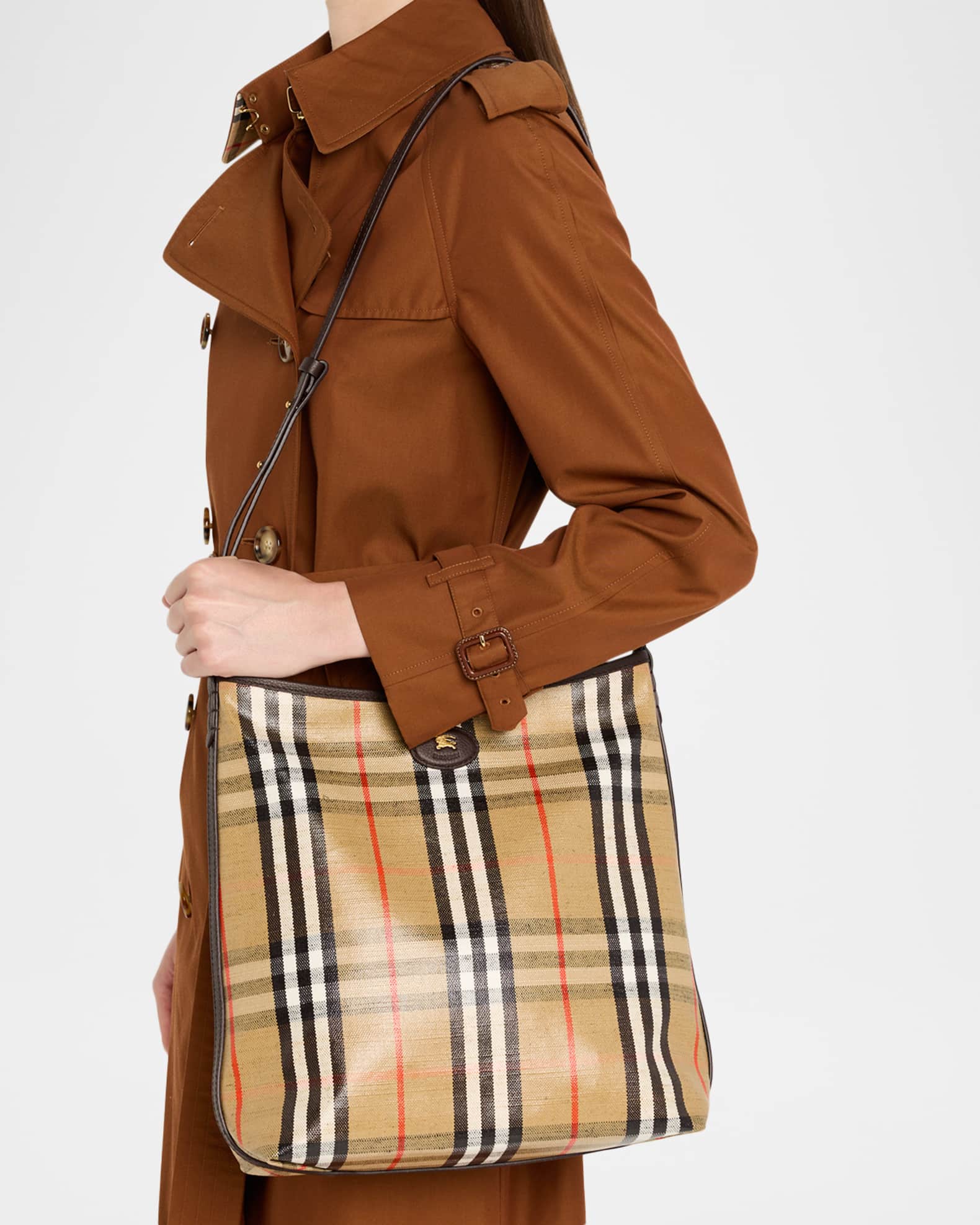 Burberry Highlands Small Coated Check Shoulder Bag | Neiman Marcus