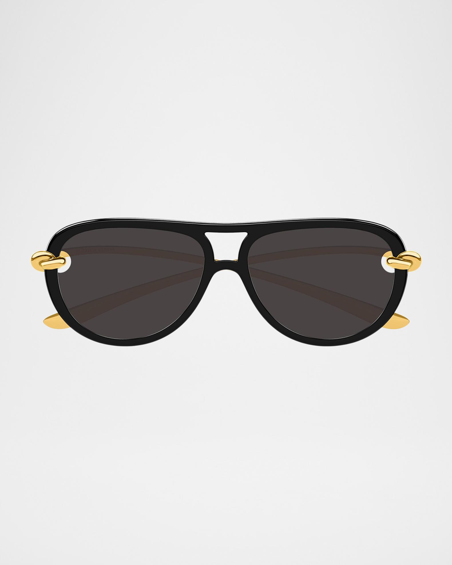 Bottega Veneta Black Aviator Sunglasses with Gold Accents Bottega Veneta® BV1380S Aviator Sunglasses - EuroOptica main image 4