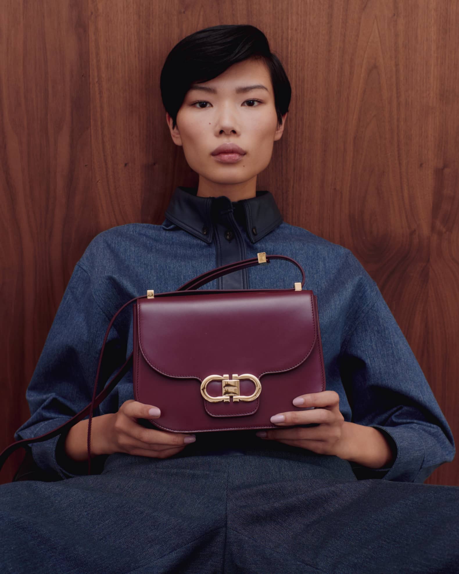 Ferragamo Double Gancini Leather Crossbody Bag | Neiman Marcus