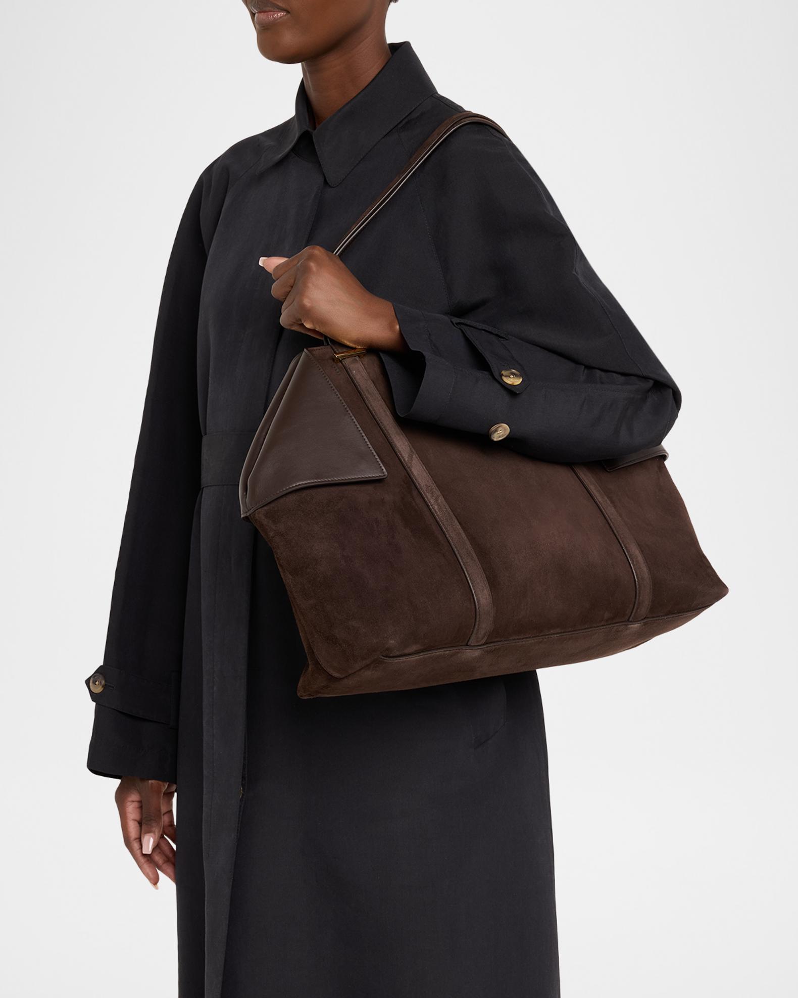 FERRAGAMO Folded Suede Tote Bag | Neiman Marcus