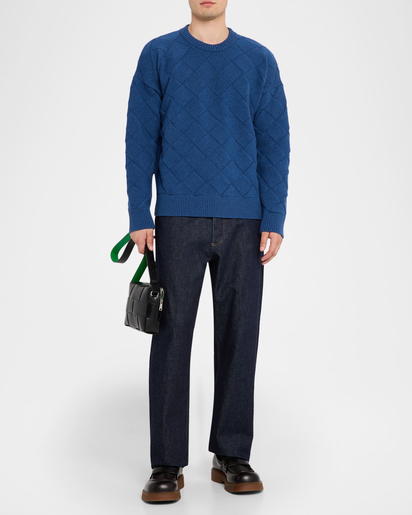 Bottega Veneta ニット スウェット Bottega Veneta Men's Intrecciato Wool Knit Crewneck Sweater