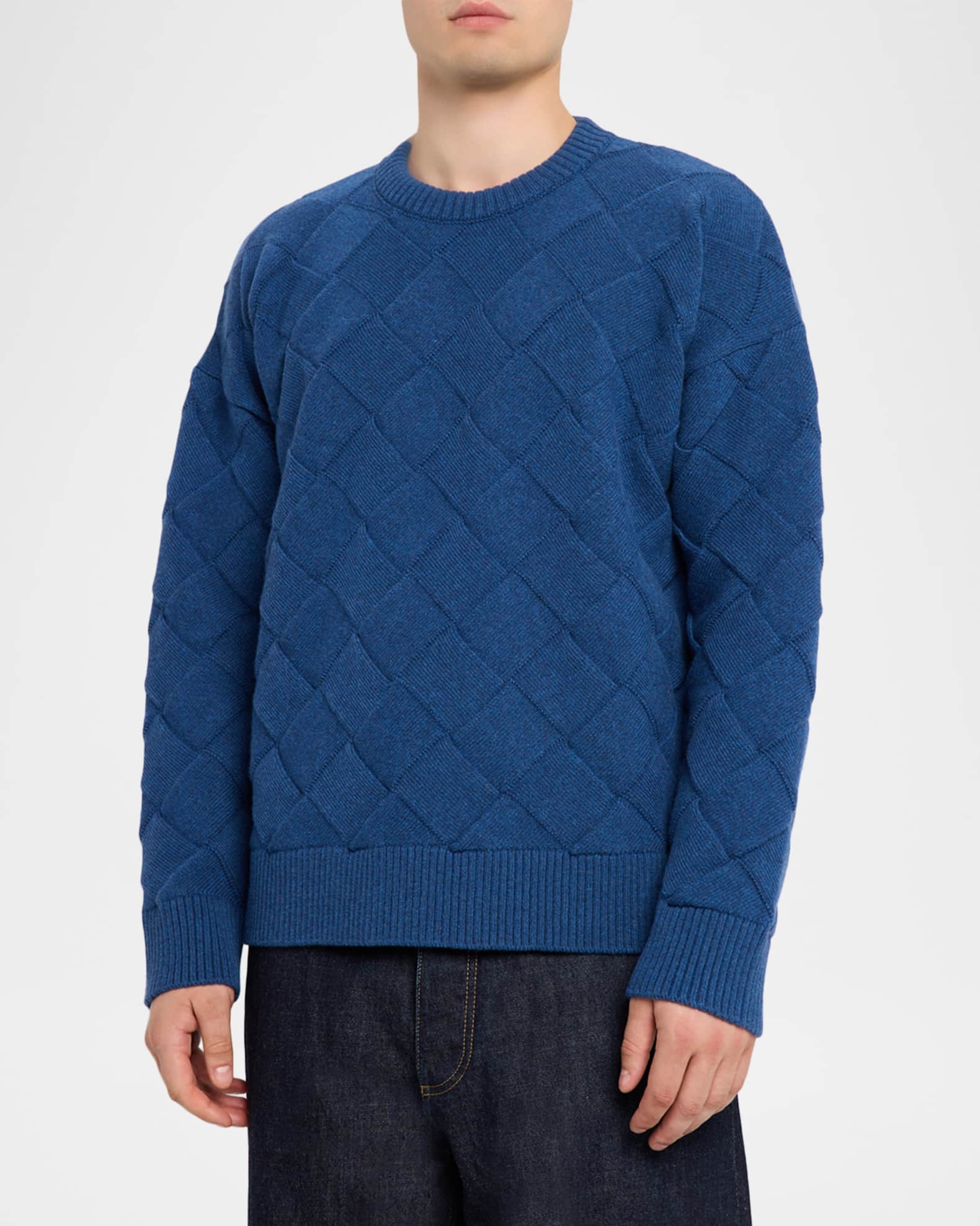 Bottega Veneta Men's Intrecciato Wool Knit Crewneck Sweater