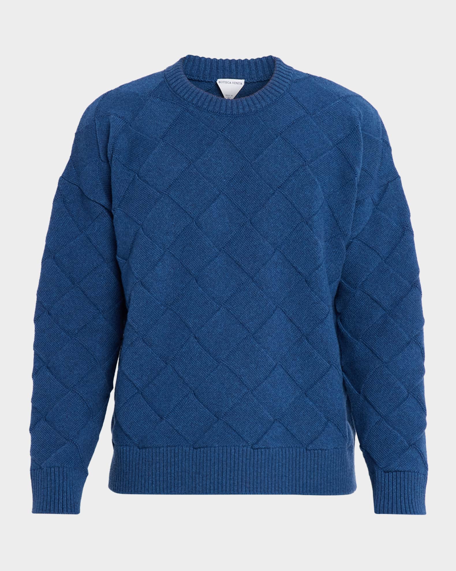 Bottega Veneta Men's Intrecciato Wool Knit Crewneck Sweater