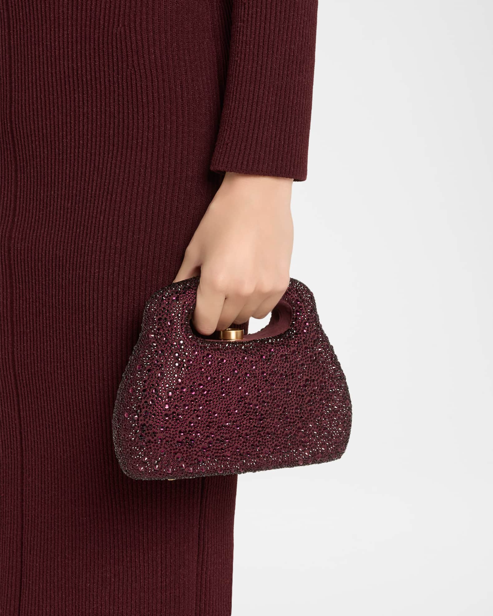 Cult Gaia Mimi Rhinestone Suede Top-Handle Bag | Neiman Marcus