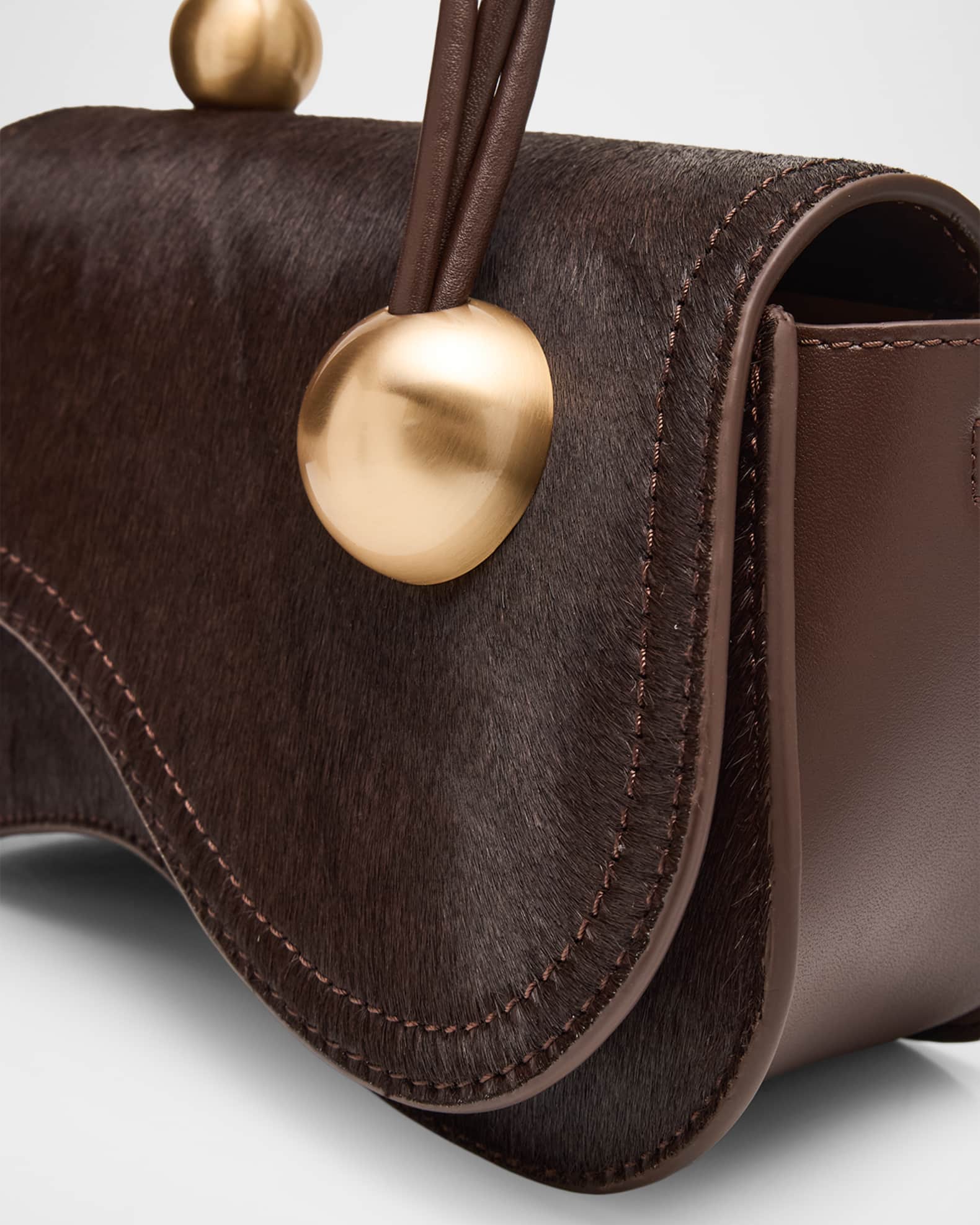 Cult Gaia Kazia Sculptural Calf Hair Top-Handle Bag | Neiman Marcus