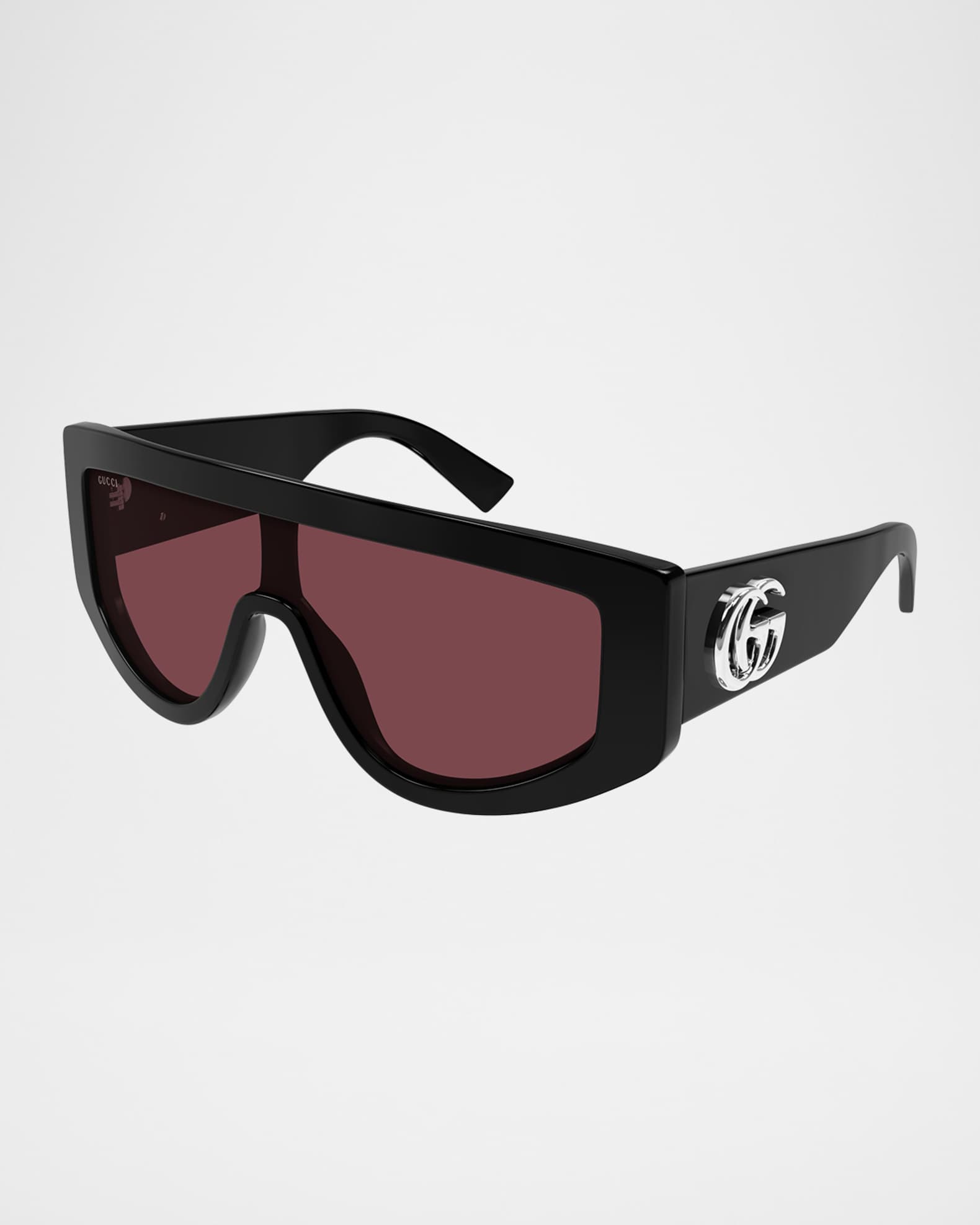 Gucci GG Extruded 99mm Acetate Shield Sunglasses | Neiman Marcus