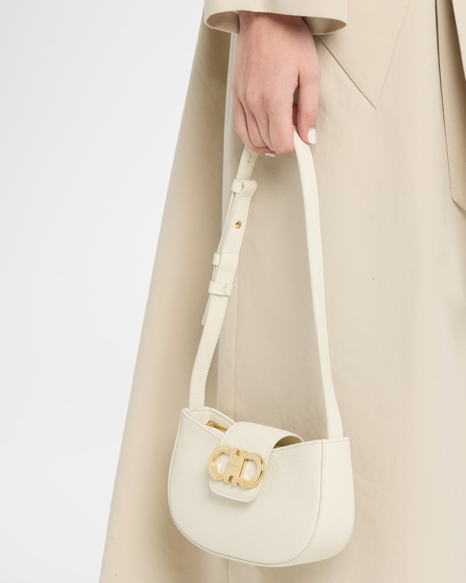 Ferragamo Gabry Gancini Leather Shoulder Bag | Neiman Marcus