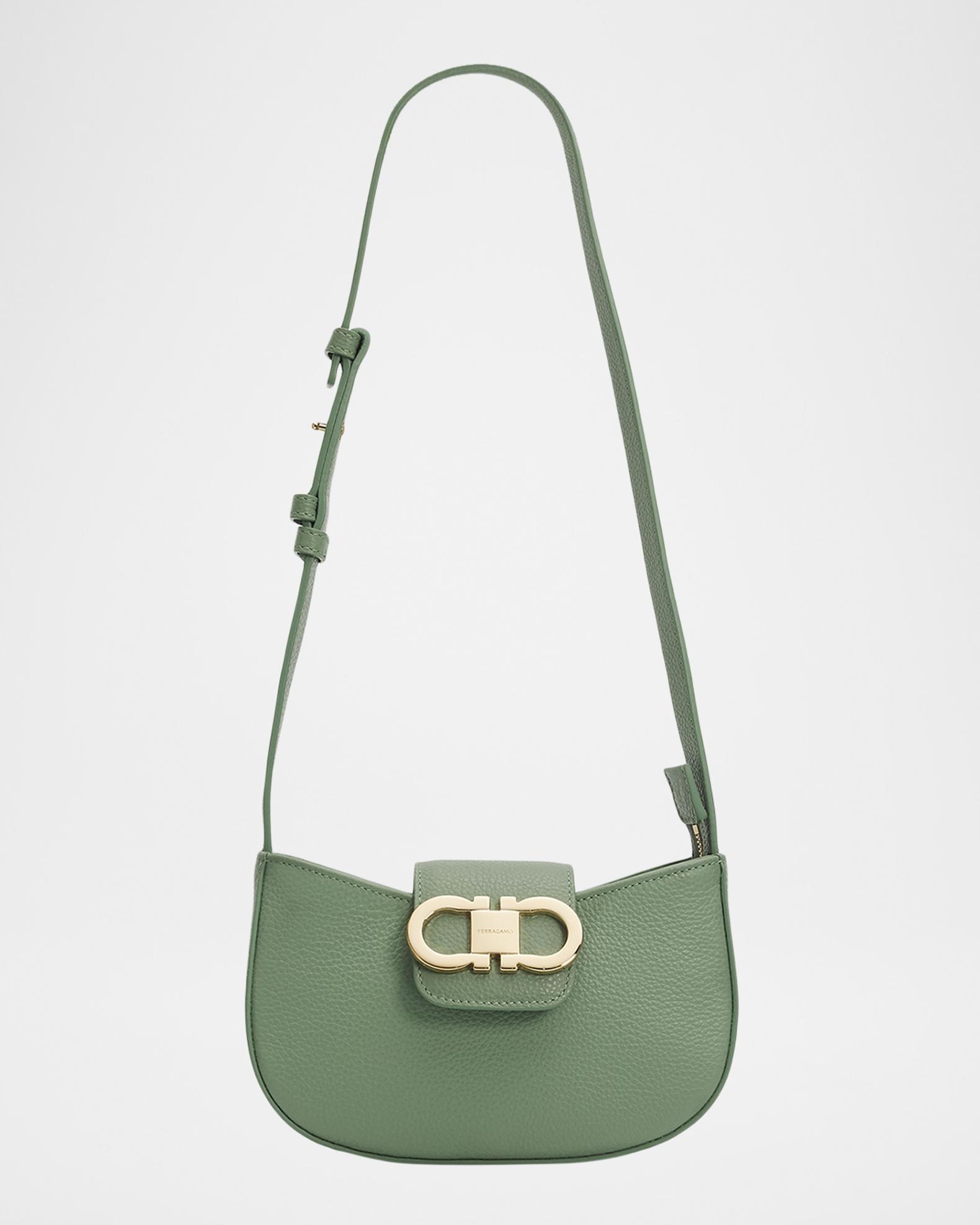 Ferragamo Gabry Gancini Leather Shoulder Bag | Neiman Marcus
