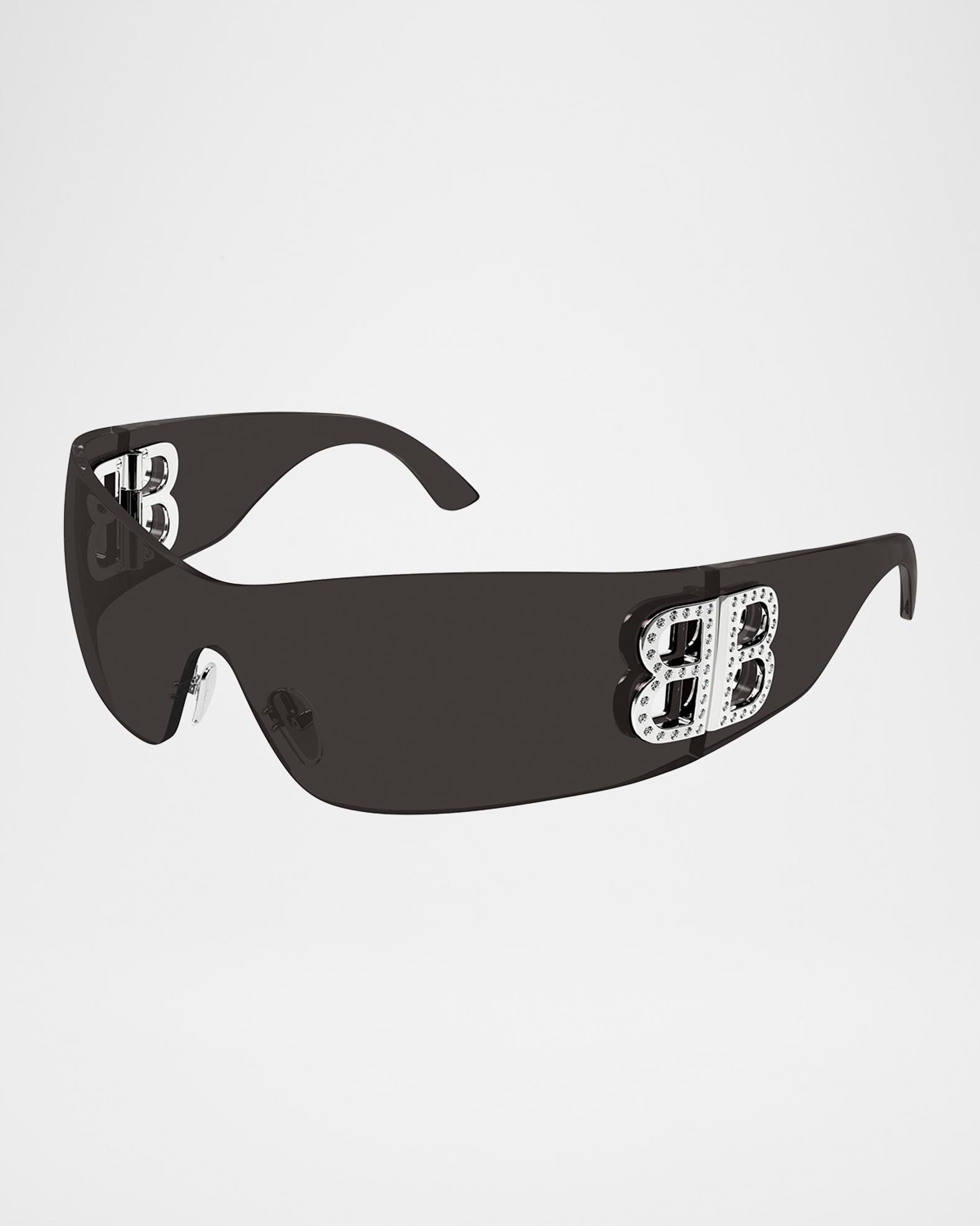 Balenciaga Bossy BB-Hinge Rimless Nylon Shield Sunglasses 