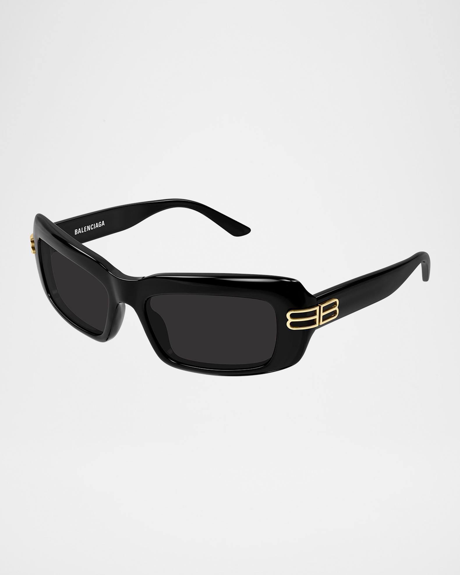 Balenciaga BB 53mm Acetate Rectangular Sunglasses | Neiman Marcus