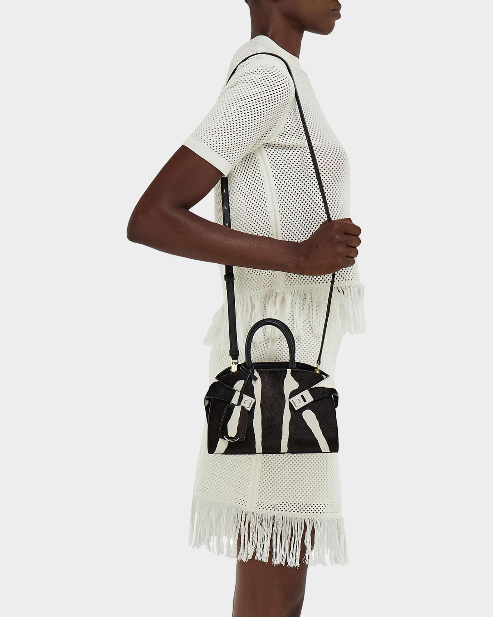 Ferragamo Hug Zebra Calf Hair Top-Handle Bag | Neiman Marcus