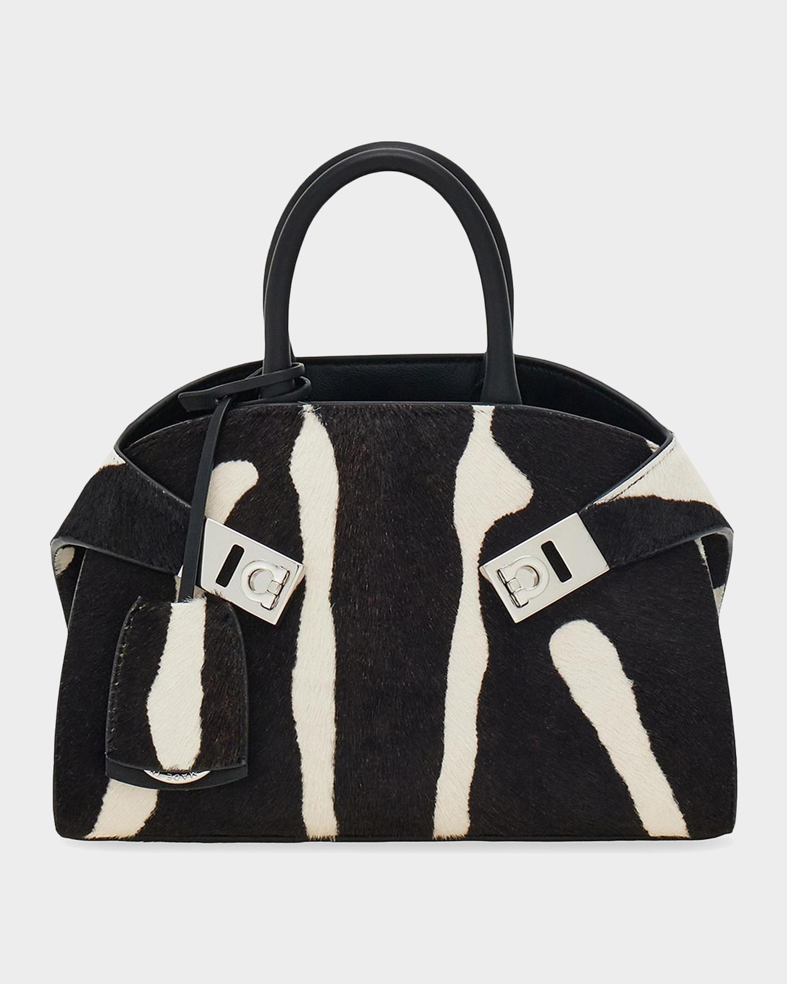 FERRAGAMO Hug Zebra Calf Hair Top-Handle Bag | Neiman Marcus