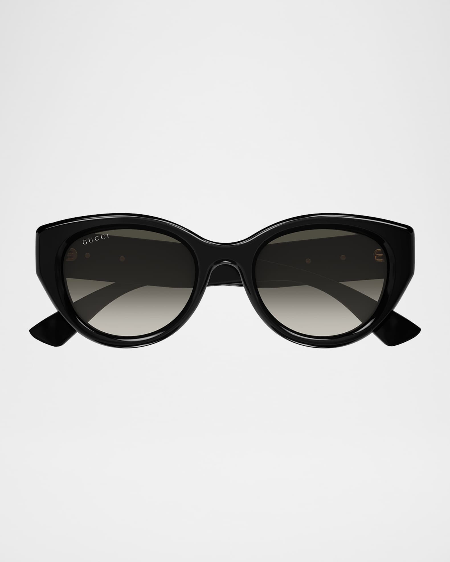 Gucci Double G 52mm Acetate Round Sunglasses | Neiman Marcus