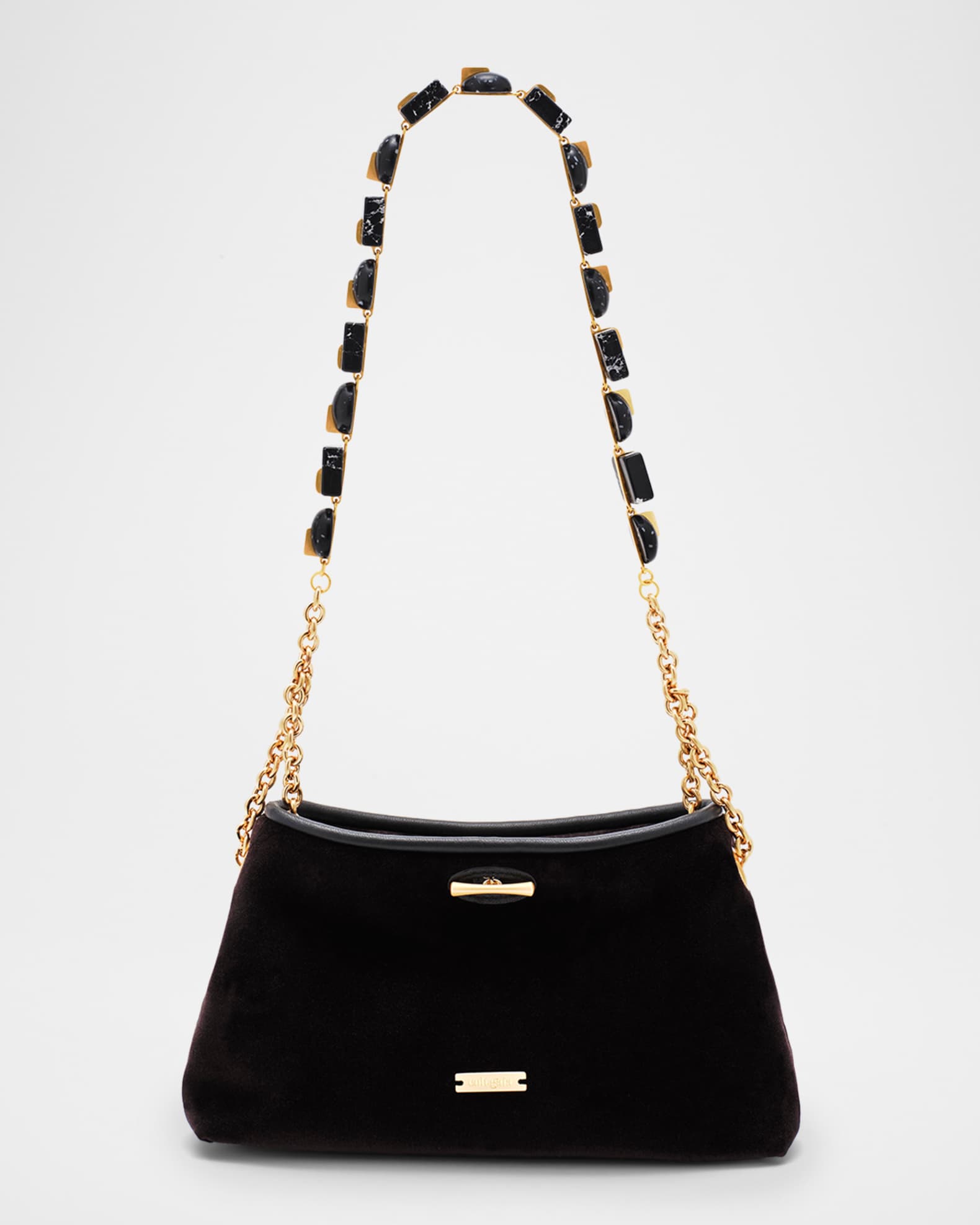 Cult Gaia Kiraz Mini Stone-Embellished Velvety Shoulder Bag
