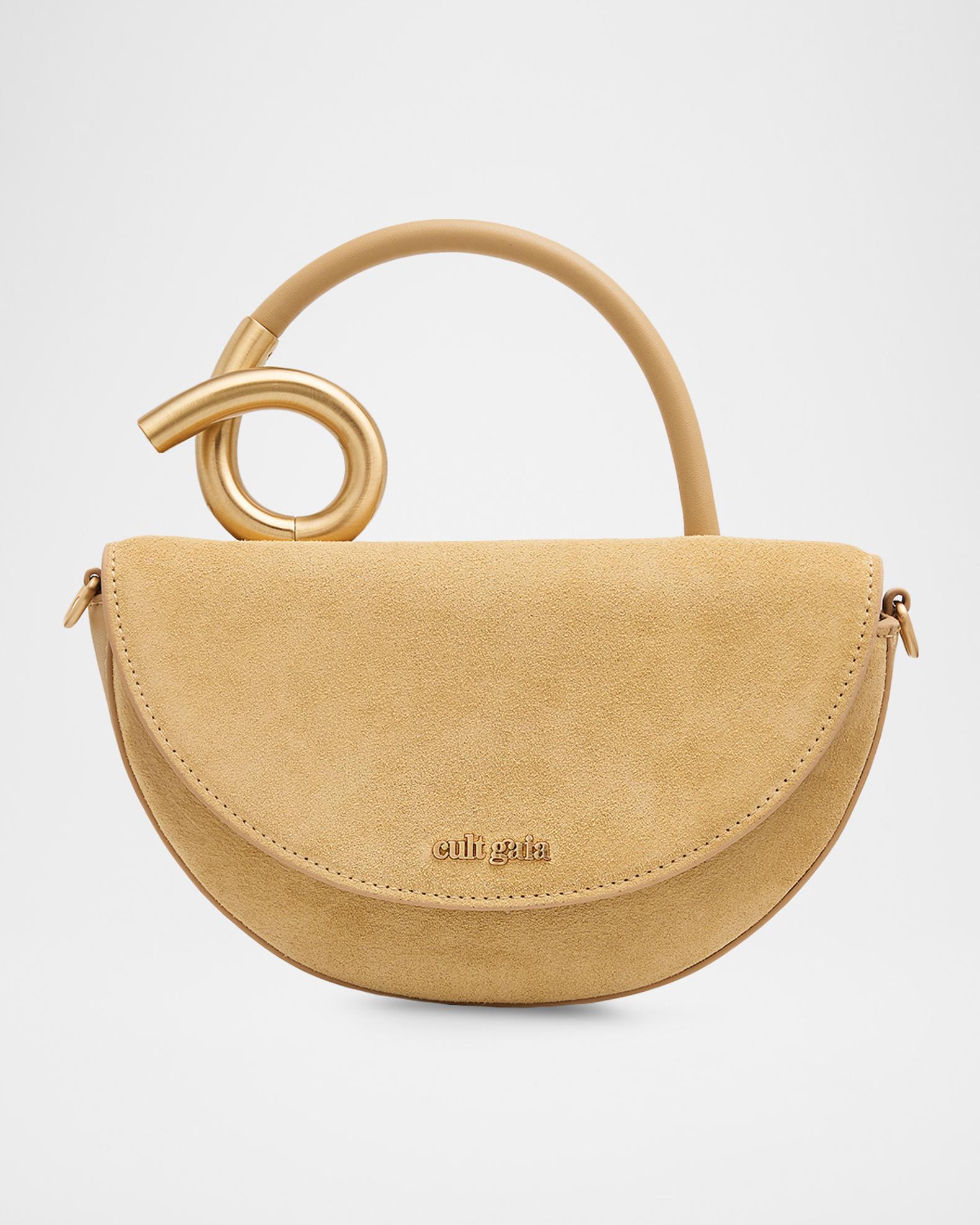 カトウ Cult Gaia Azariah Suede & Leather Top-Handle Bag | Neiman Marcus