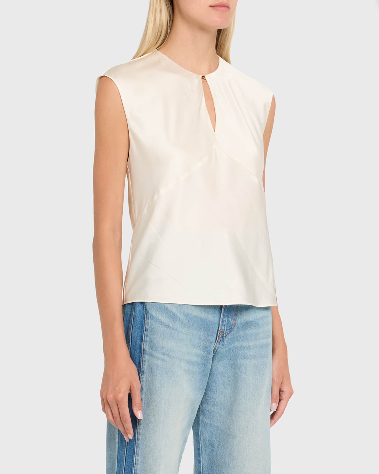 Sparrow Silk-Blend Keyhole Top